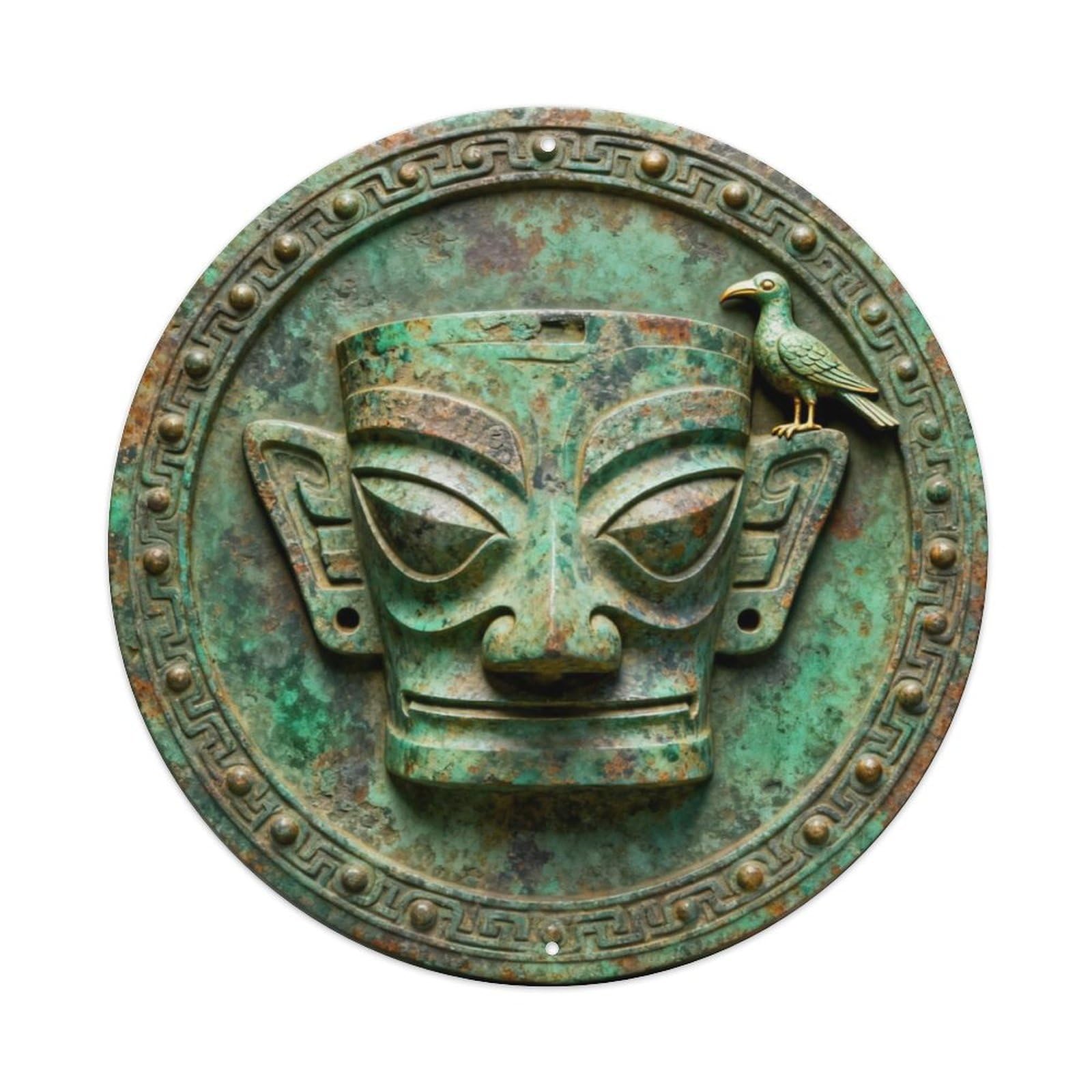 Sanxing Mask Bird Divine Metal Tin Sign Plaque