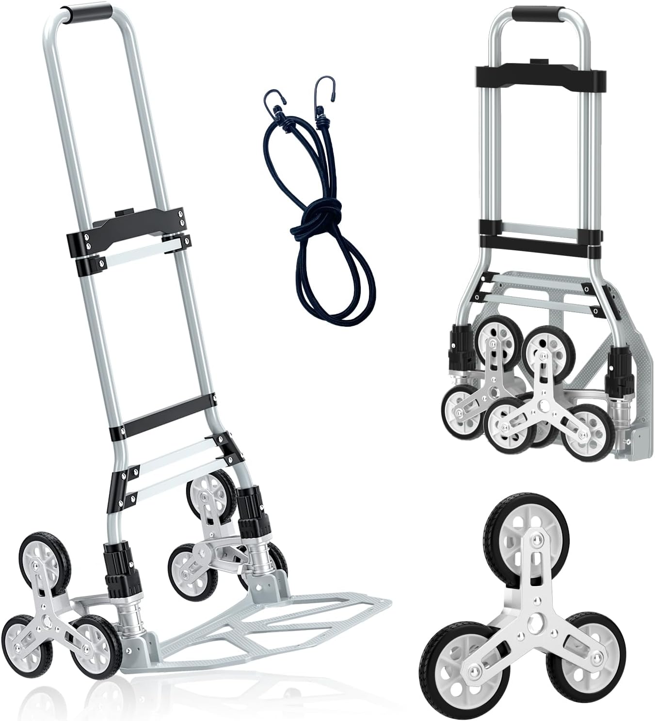 FUVLFAL Stair Climbing Cart, Adjustable Handle Length Trolley Dolly