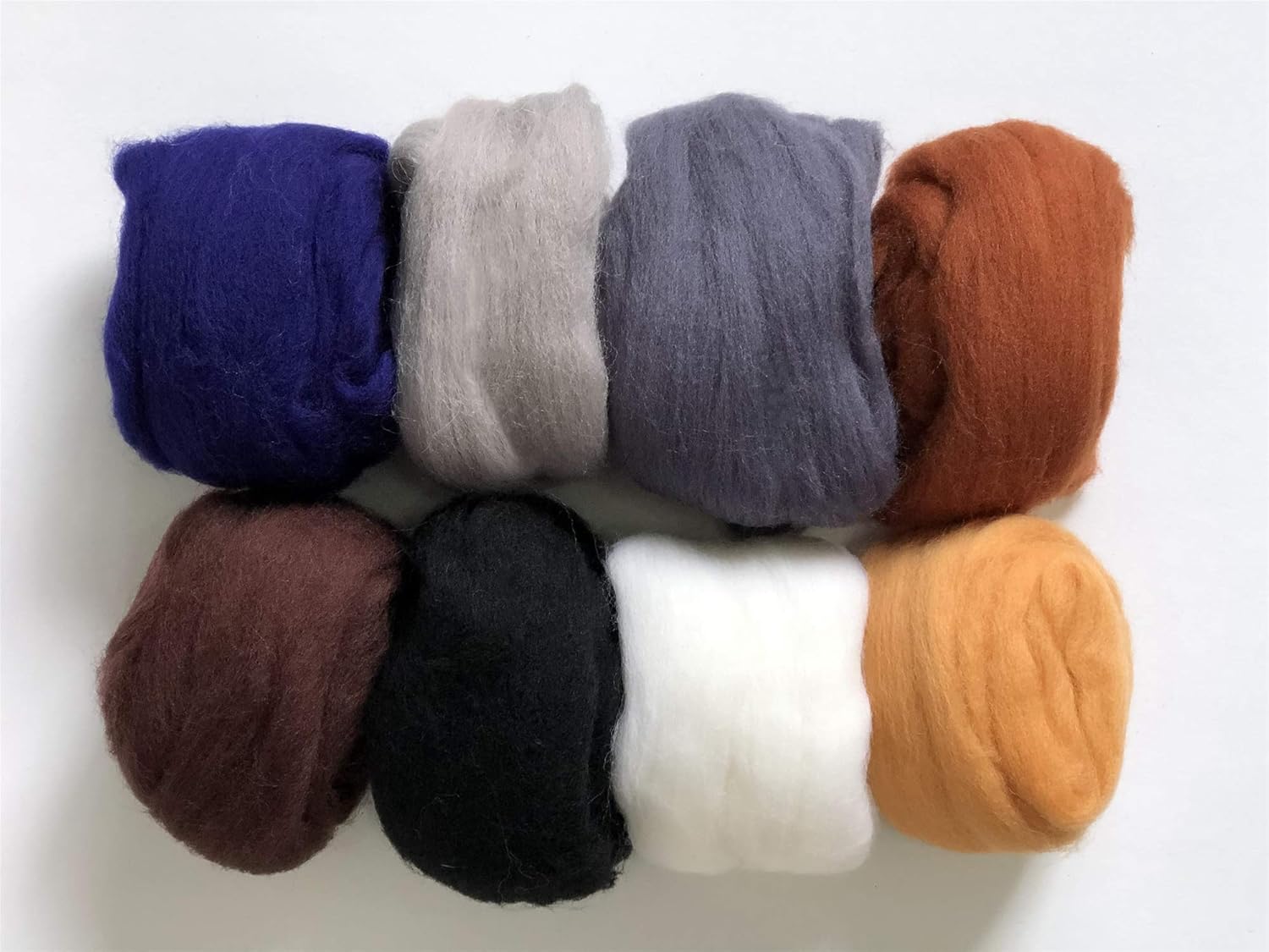 T.F GHG Wool Roving for Needle Felting,8 Colors Set, 15G/Color,Total 120G/4.23OZ, 100% Natural Wool, Fibre Wool for Felting Yarn, Needlecrafts Supplies for Starter Beginner, Super Clean(Cold)