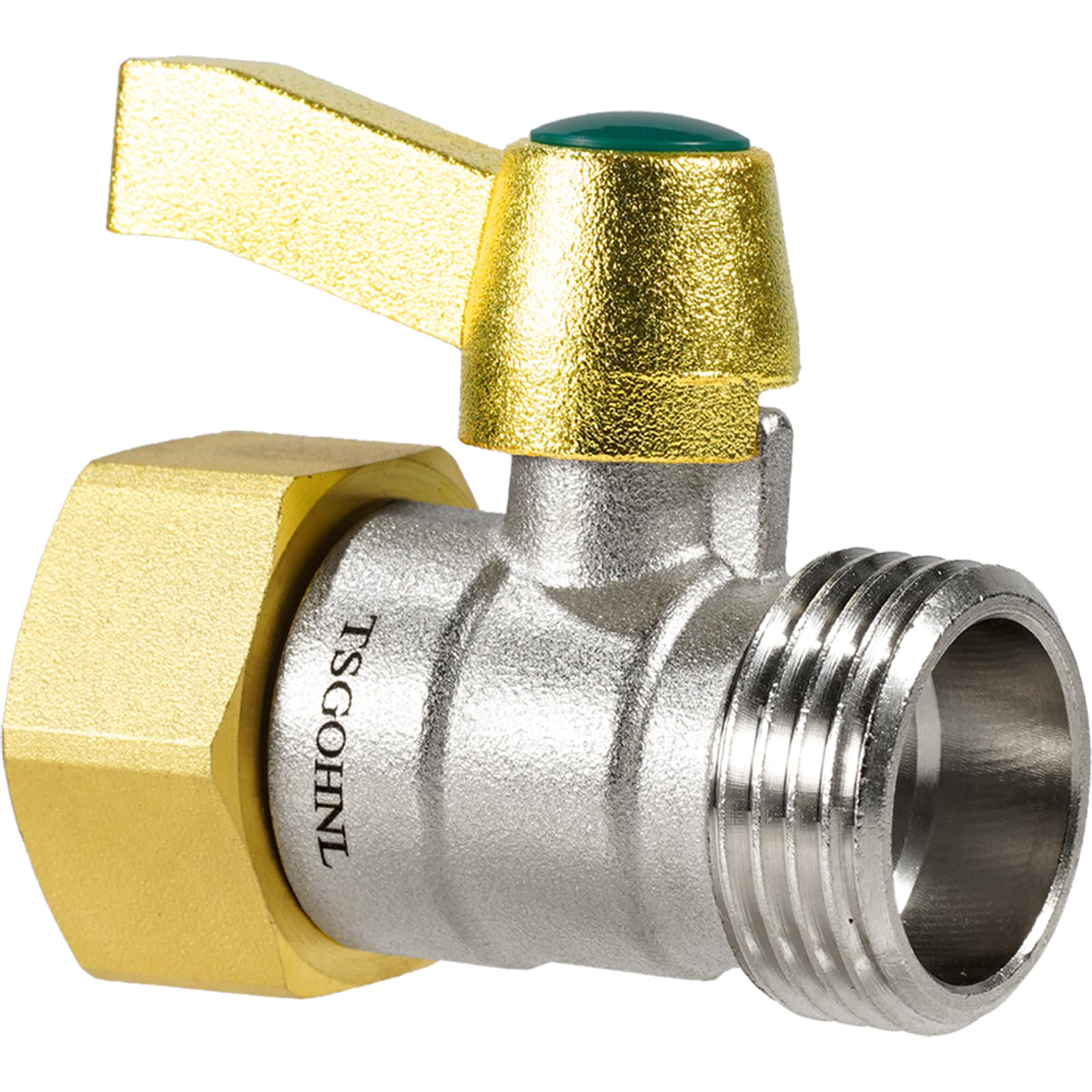 2-pack Garden Hose Connector with Shut Off Valve, Heavy Duty Brass Water Hose Parts 3/4 Inlet and Outlet Thread, Hose Adapter with Individual Straight Single Pass Ball Valve
