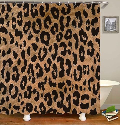 Miniatura 3 de Camille & Andrew - Juego de 4 cortinas de ducha con estampado de leopardo, piel de animal salvaje africano, jaguar, guepardo, decoración de baño,