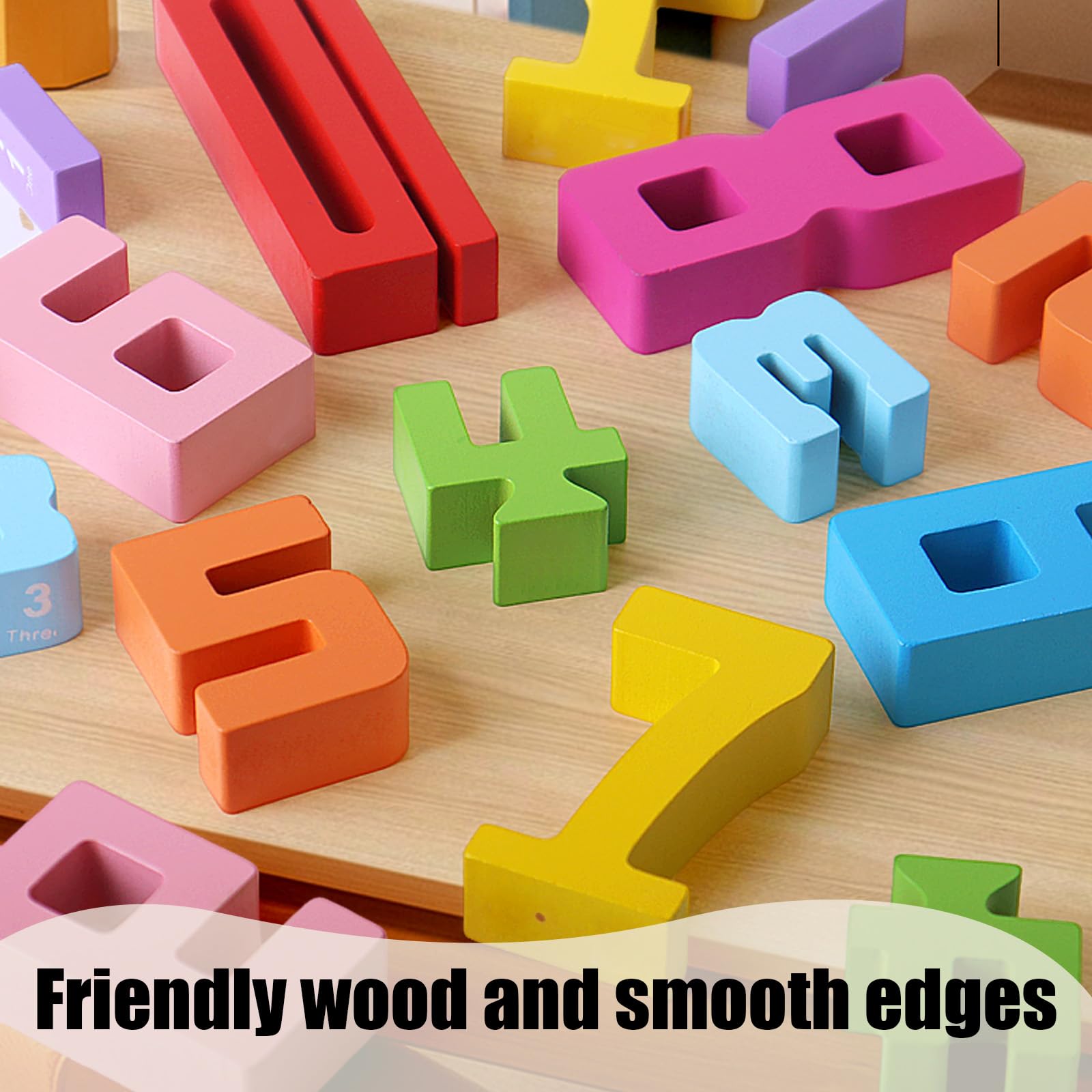 Number Blocks Toys for Kids 1-10 Wooden Number Building Block, 3D Digital Puzzle Counting Blocks, with Storage Board - Image 4