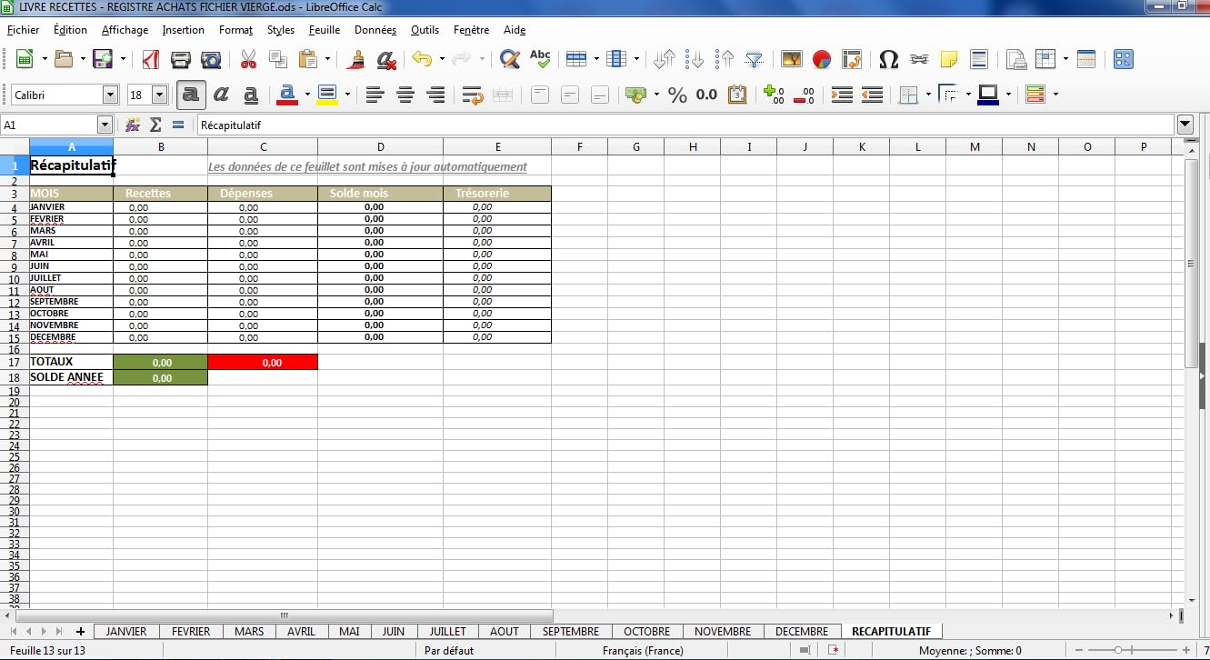 Fichier Comptabilité Livre de compte Journal Micro entreprise, Auto Entreprise - Registre des Recettes et des Achats - Format Excel, Libre Office - Facile et Personnalisable