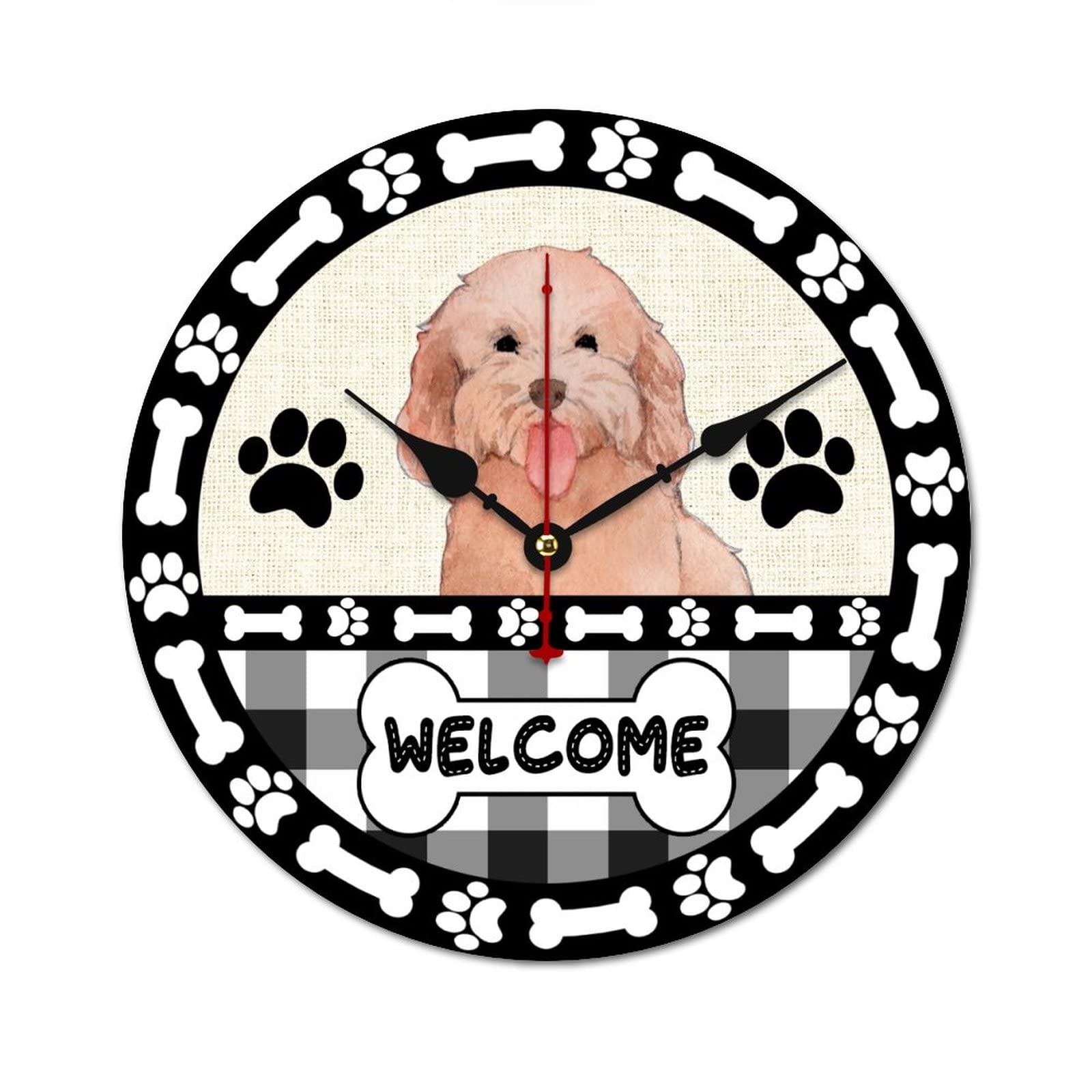 Horloge murale caniche à piles silencieuse grand format déco animaux