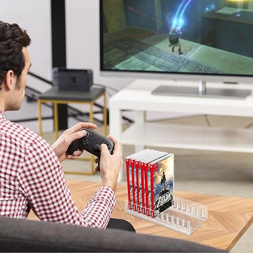 Miniatura 8 de Soporte organizador de almacenamiento de juegos de acrílico compatible con funda de tarjetas de juego Nintendo Switch, soporte mejorado para Switch