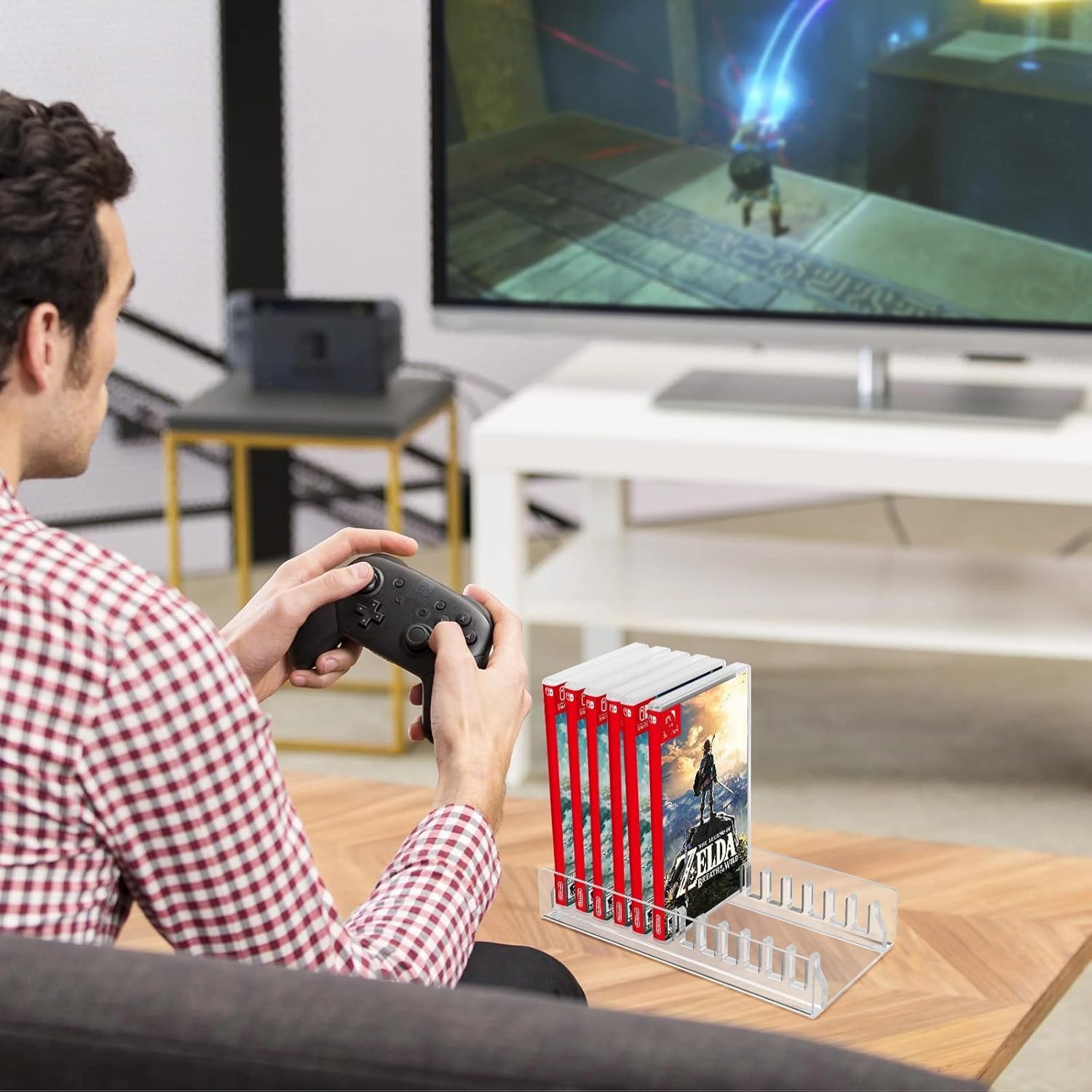Acryl-Spiel-Organizer, Ständer für Nintendo Switch, Spielkartenetui, bis zu 12 Spiele, transparent, rutschfest, stabil