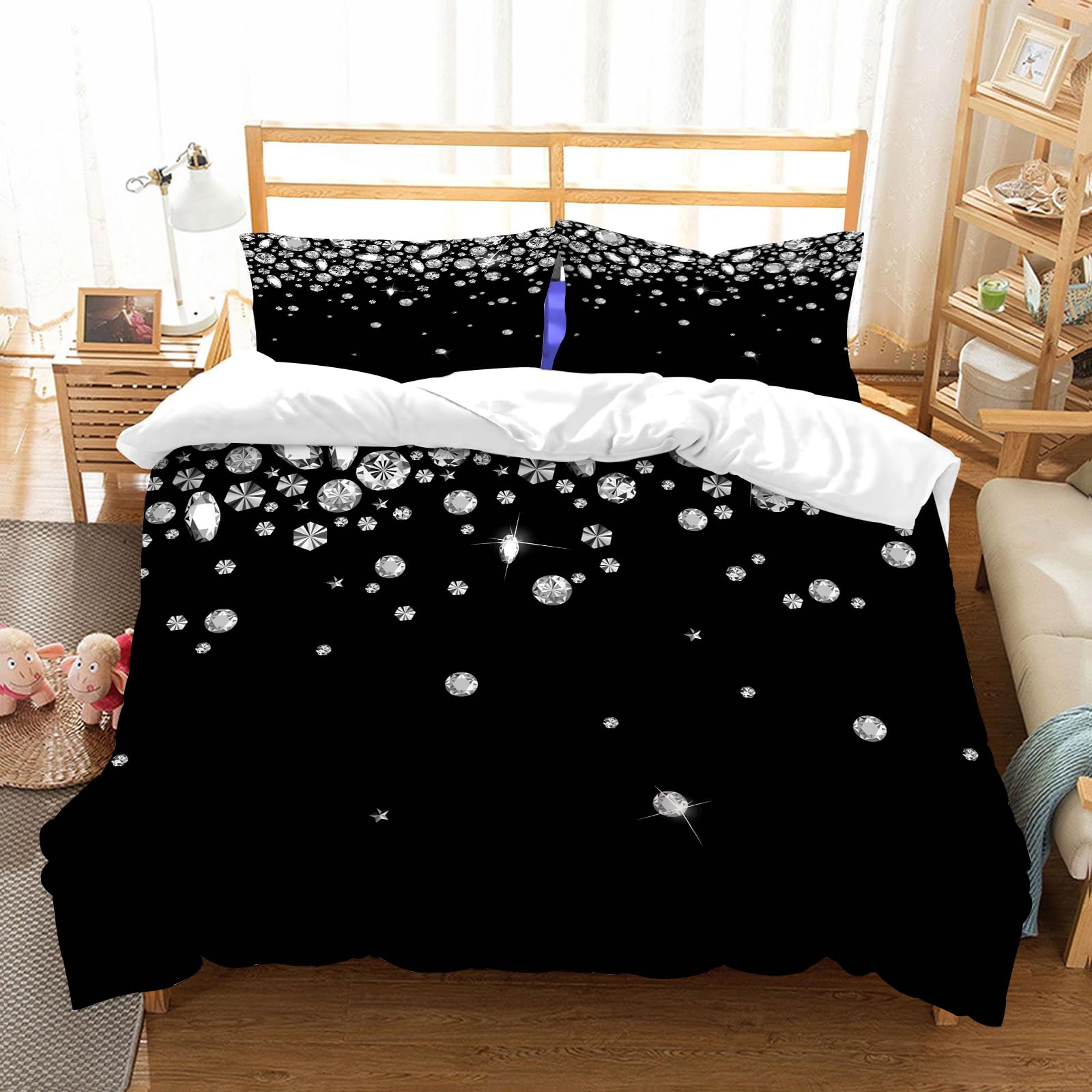 Parure de lit 228x264cm en microfibre imprimé pluie de cristaux chic