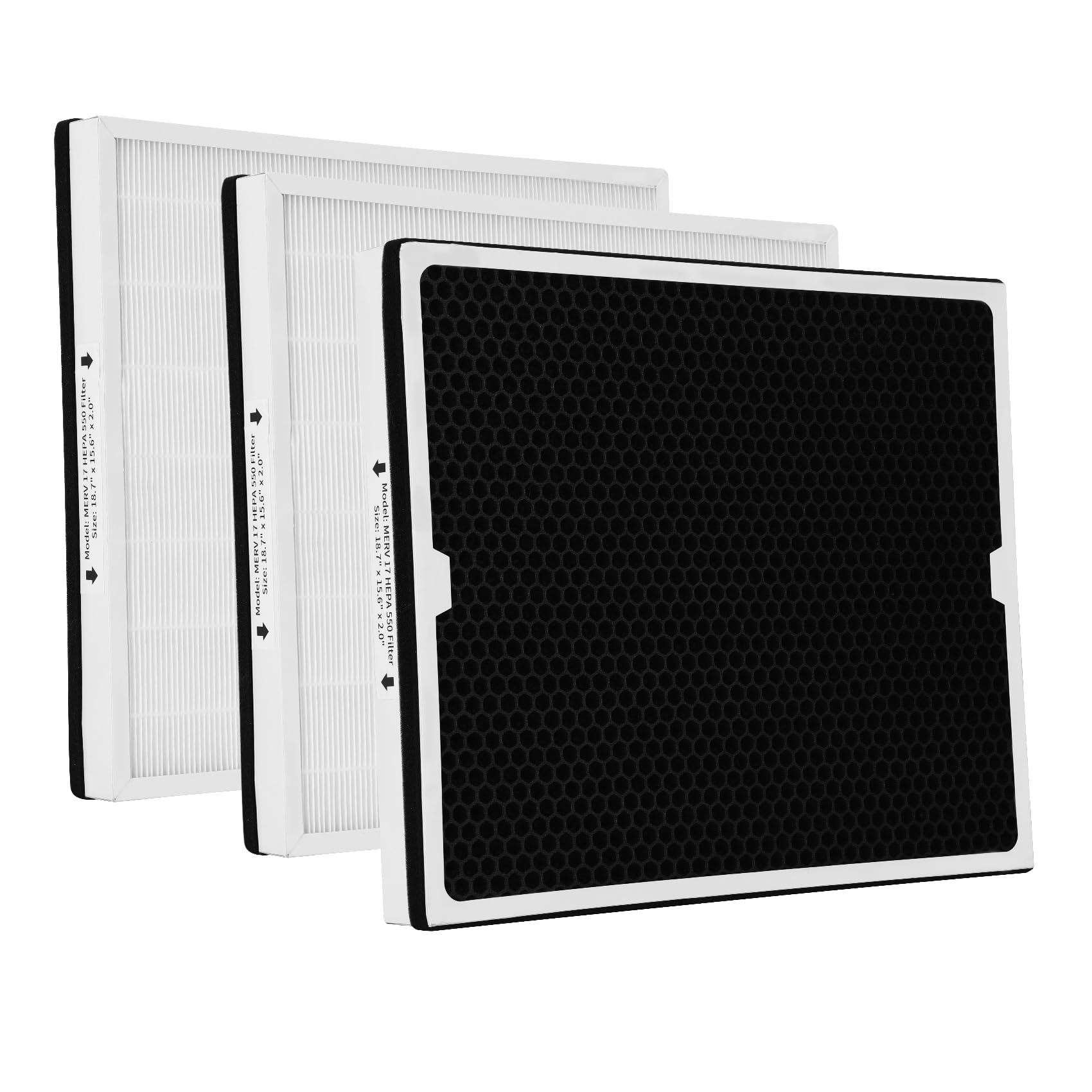 550 hepa & activated carbon filter compatible with cadpxs shield 550 hepa air scrubber, shield 550 merv-17 standard pleat 18.7x15.6x2, shield 550 filter, 2-in-1 filter replacement 3 packs