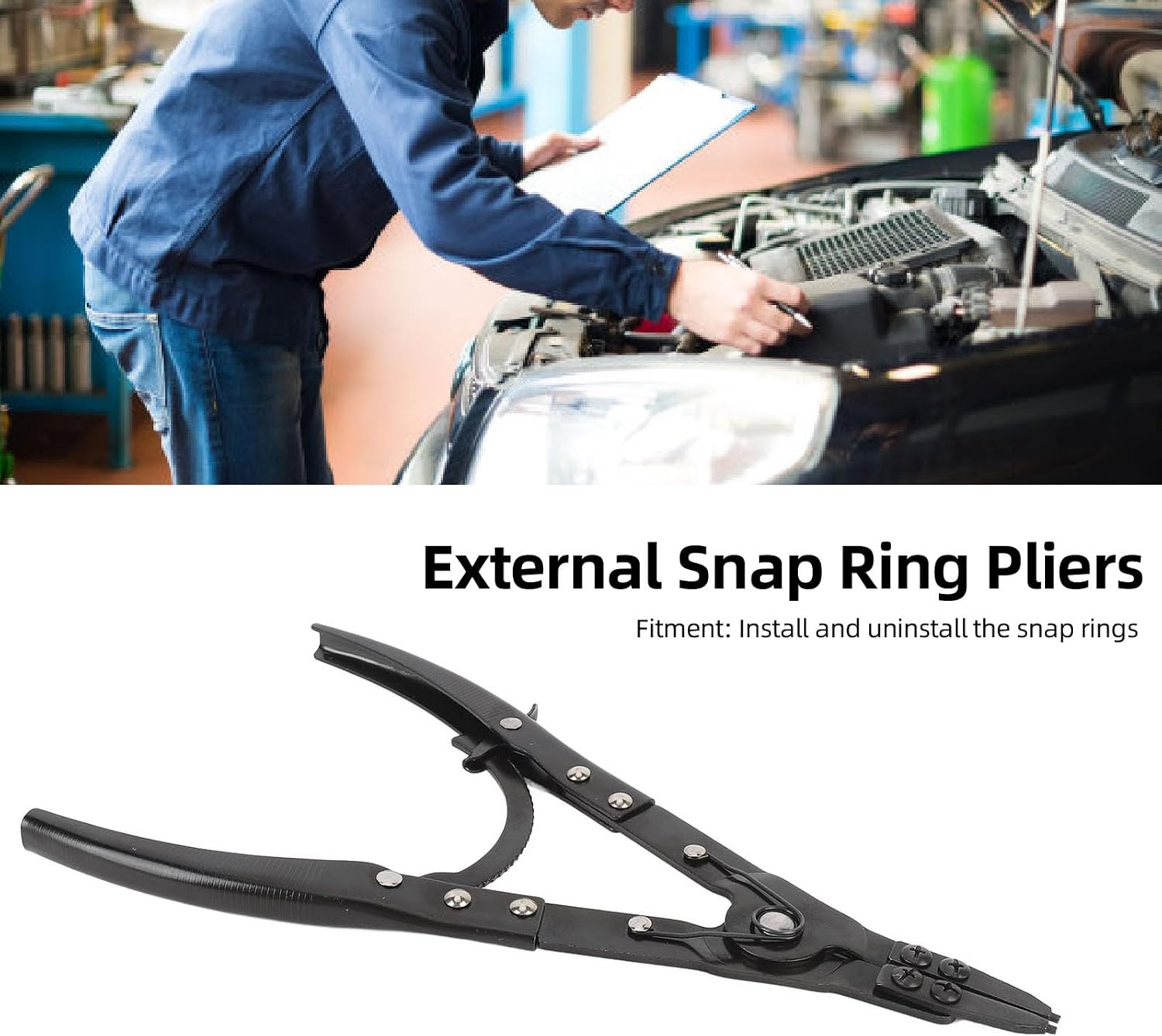 13in Metal Multi Angle External Spring Circlip Pliers, Heavy Duty Snap Ring Tool for Automotive Repair, Lightweight and Easy to Operate, Sturdy and Durable