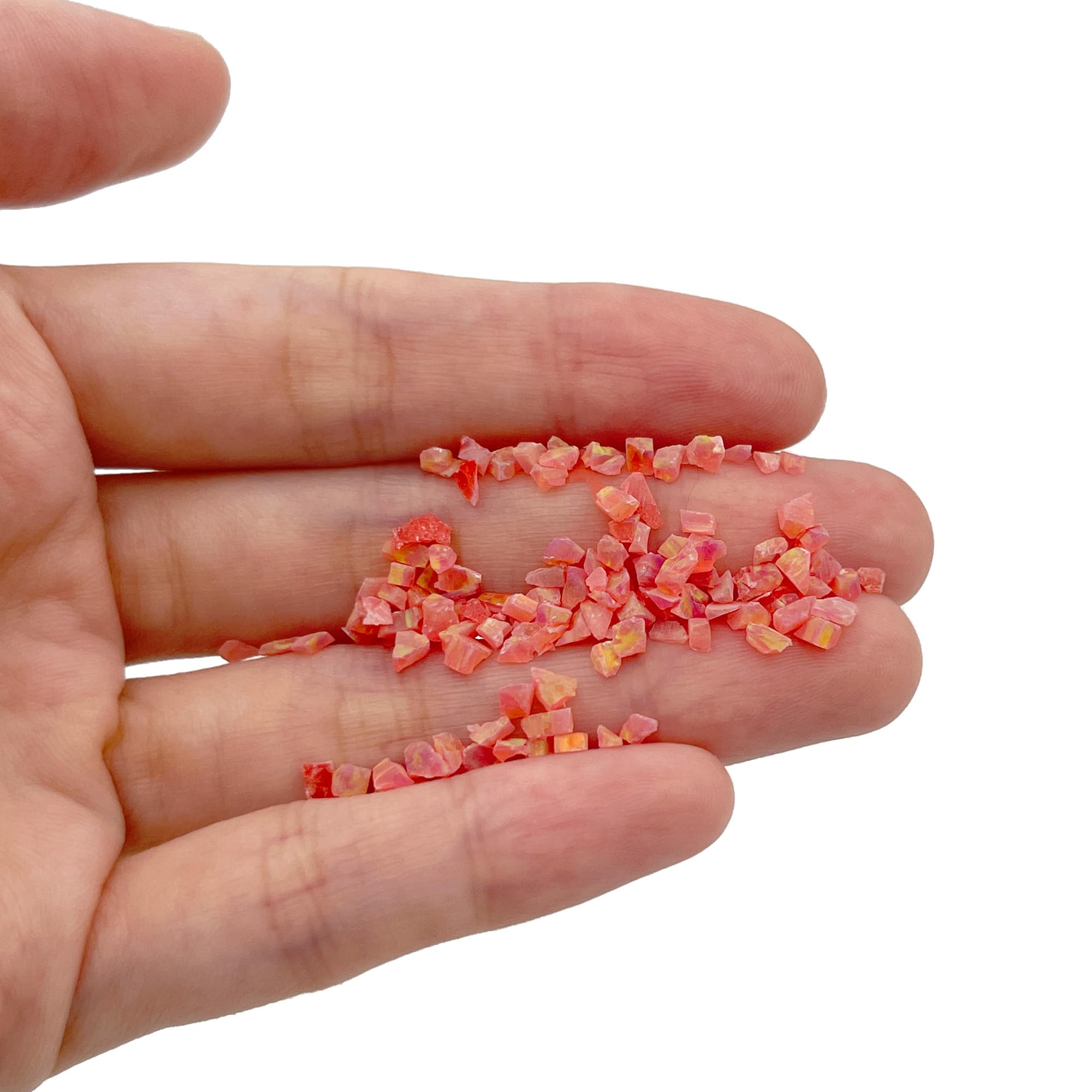 Gryrigns Crushed Created Opal Stone for Wood Inlay Resin Craft Jewelry Making DIY (Coral Pink, 2 Grams)