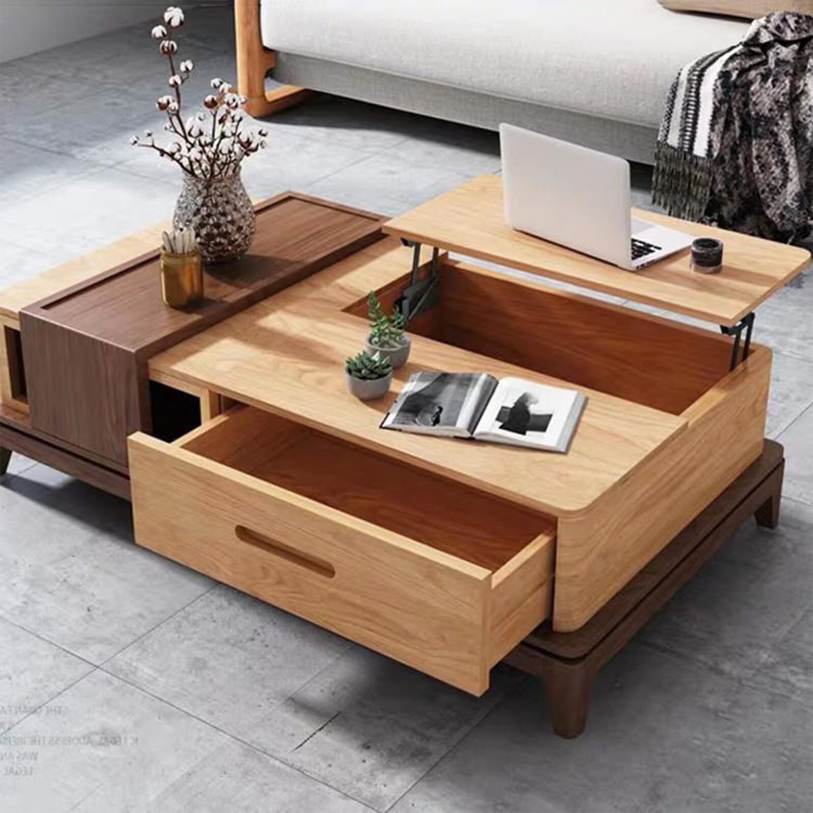 Mecanismo Hidráulico con Bisagra para Mesa Centro Elevable Marco Resistente con Amortiguador de Gas Multifuncional para Muebles Extensibles y Ahorro de Espacio