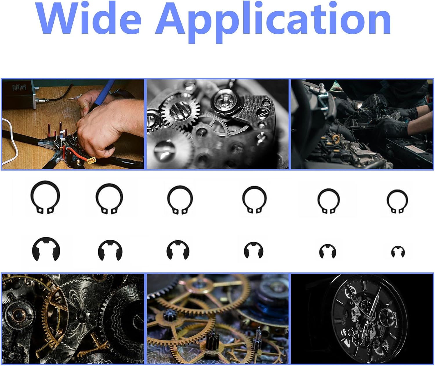 420‑Piece 2.0 mm–12 mm External Retaining Ring & E/C‑Clip Set – Carbon Steel Circlip Assortment Kit thumbnail