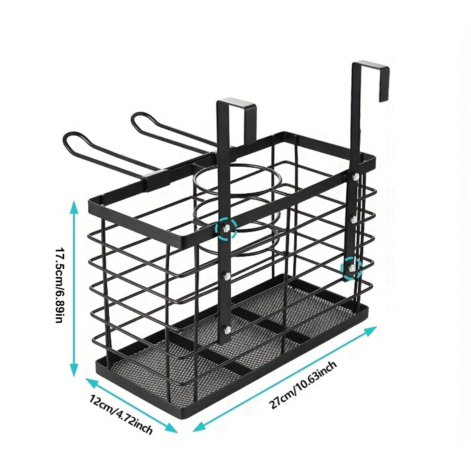 Support de sèche-cheveux réglable en hauteur 3 en 1 pour porte d'armoire de rangement pour sèche-cheveux, fers plats, baguettes à friser