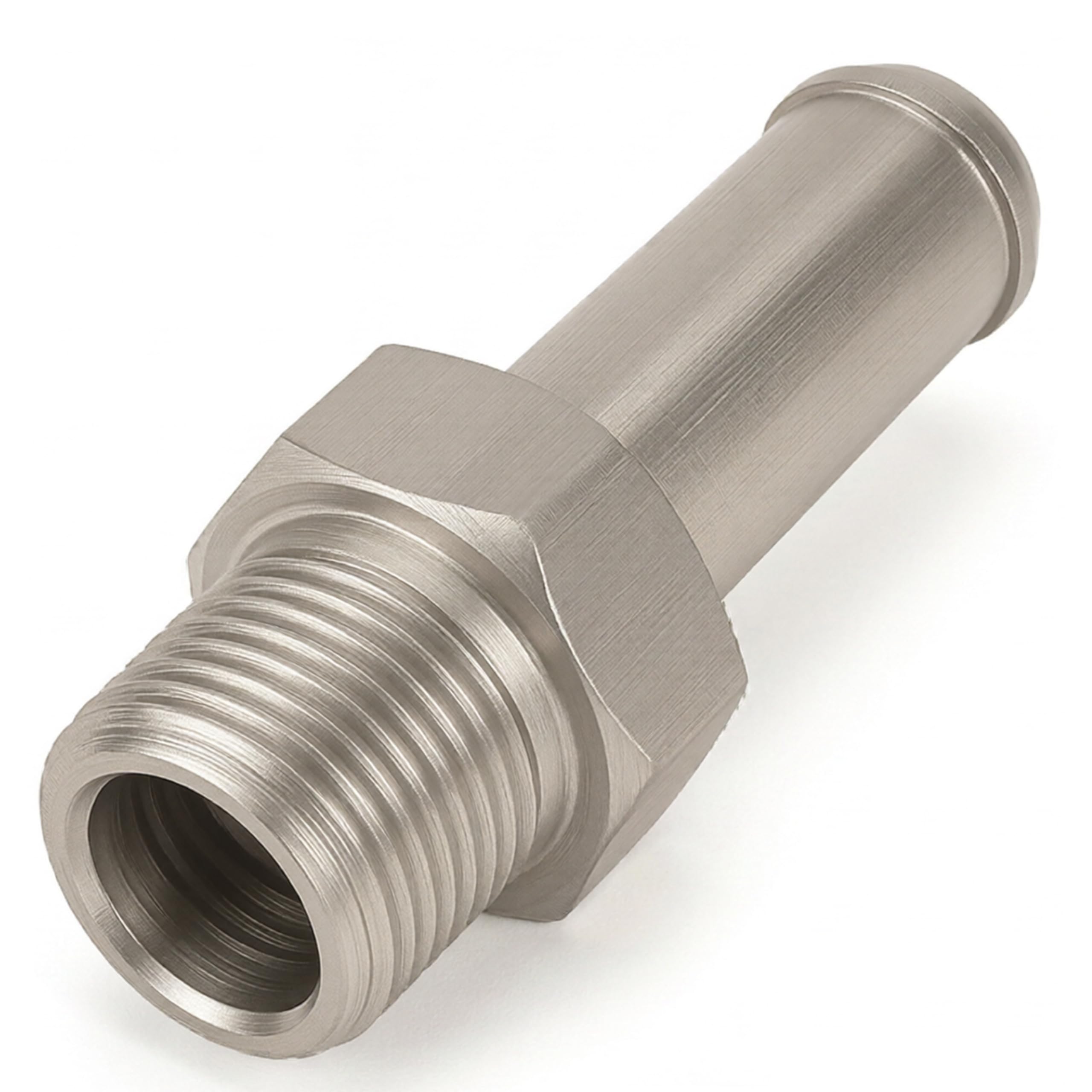 PrecisionGeek Natural Aluminium 1/8″ NPT to 5–6 mm Push‑On Barb Tail Hose Fitting – Quick Connect Adapter for DIY, Pneumatic, Fuel & Coolant Lines