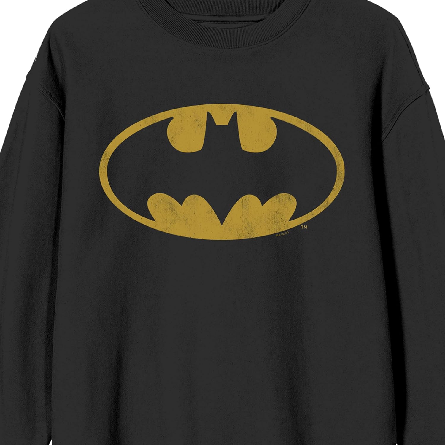 Bioworld Batman Distressed Bat Emblem Women's Black Crew Neck Fleece Sweatshirt - Image 2