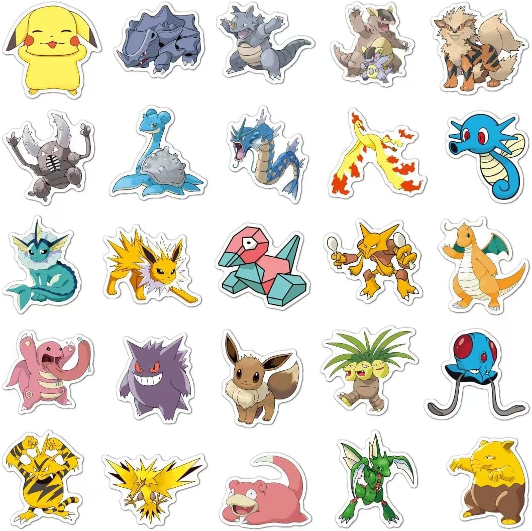 100 PCS Cute Pokemon Stickers for Gifts, Waterproof Sticker for Phone, Laptop, Water Bottles, Hydro Flask, Stickers for. image 4