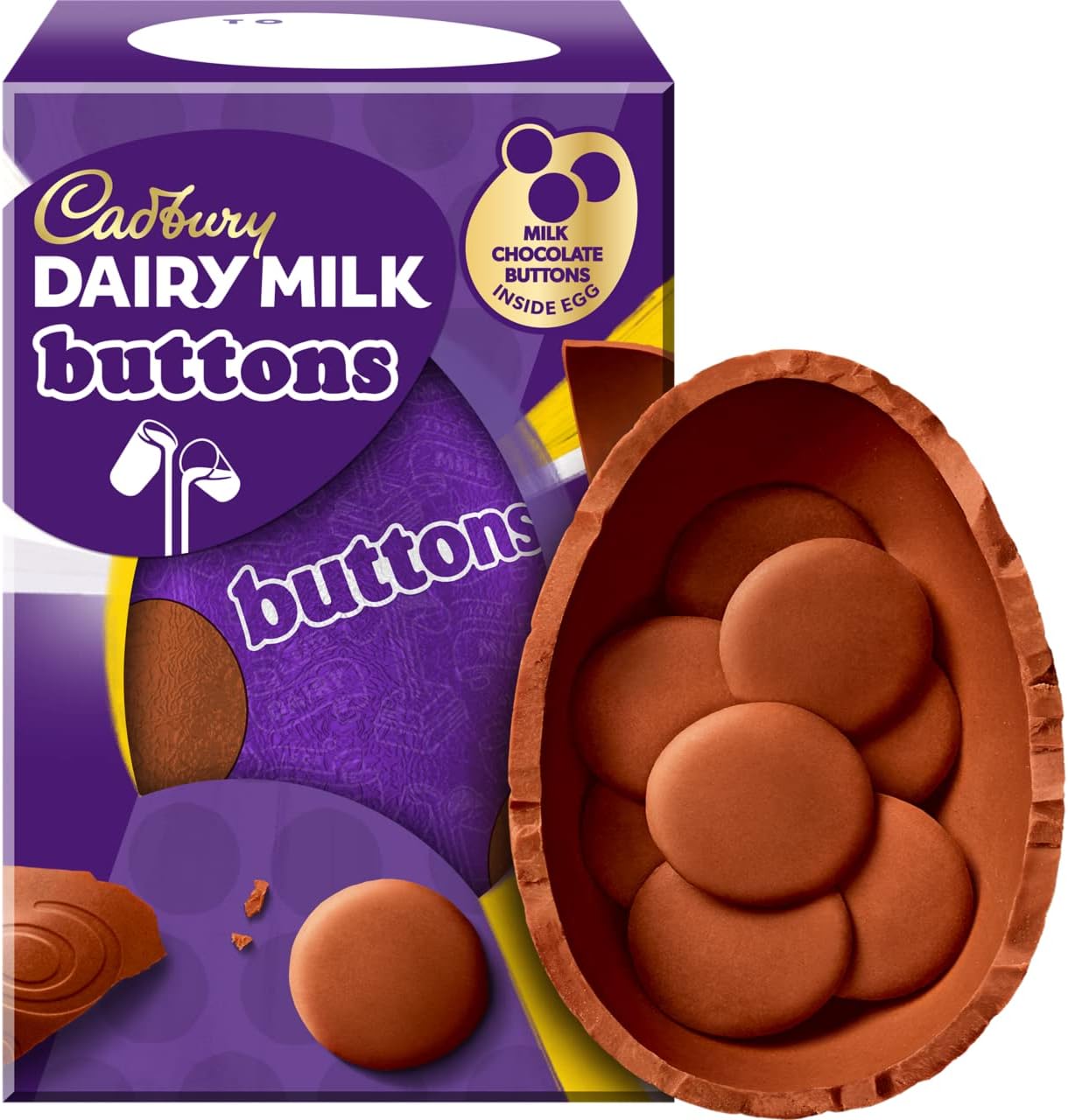Dairy Milk Giant Buttons Chocolate Easter Egg 96g, with Giant Buttons Inside, Easter Egg Hunt OFFICIAL