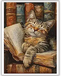 Ceiomez Kit de pintura de gato por números para adultos, gato com pintura de livro por número, kits de pintura para adultos DIY por números em tela sem moldura para decoração de parede de casa 41 x 50