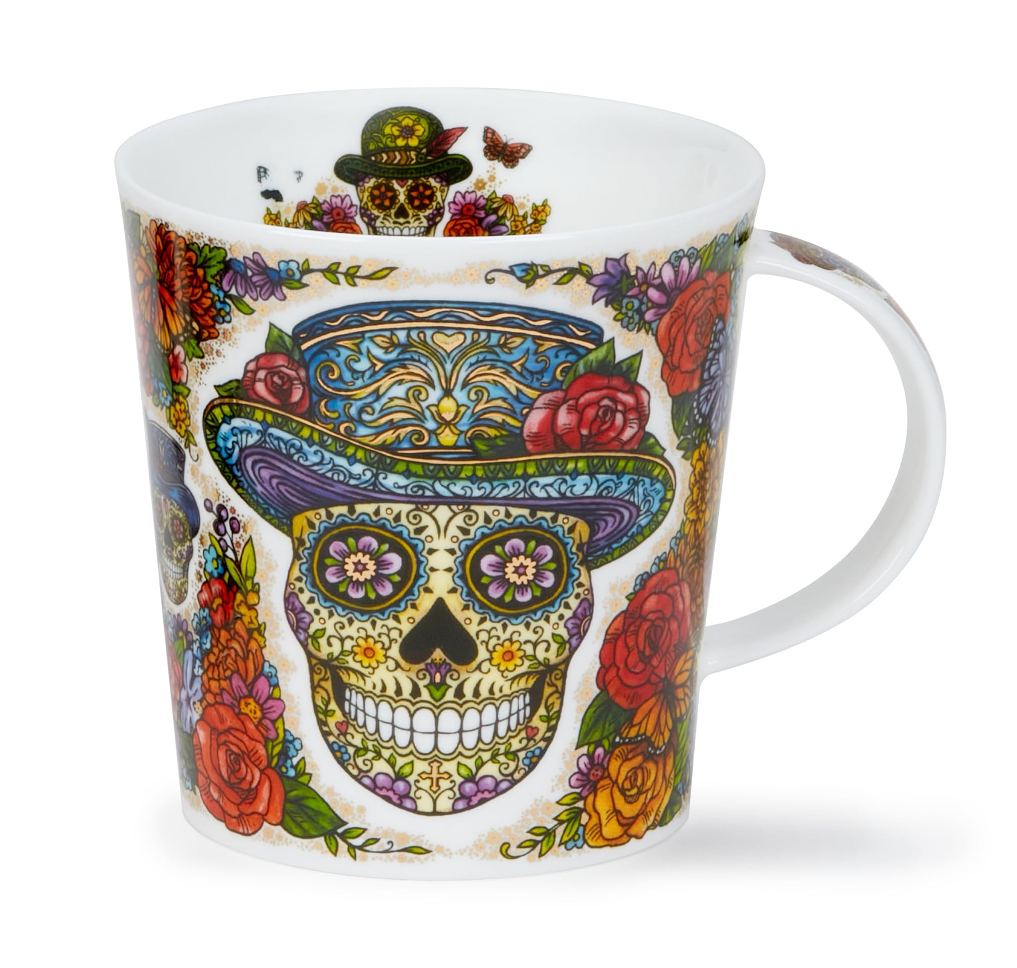 Tasse Lomond Dia De Muertos Dunoon en porcelaine anglaise chapeau doré