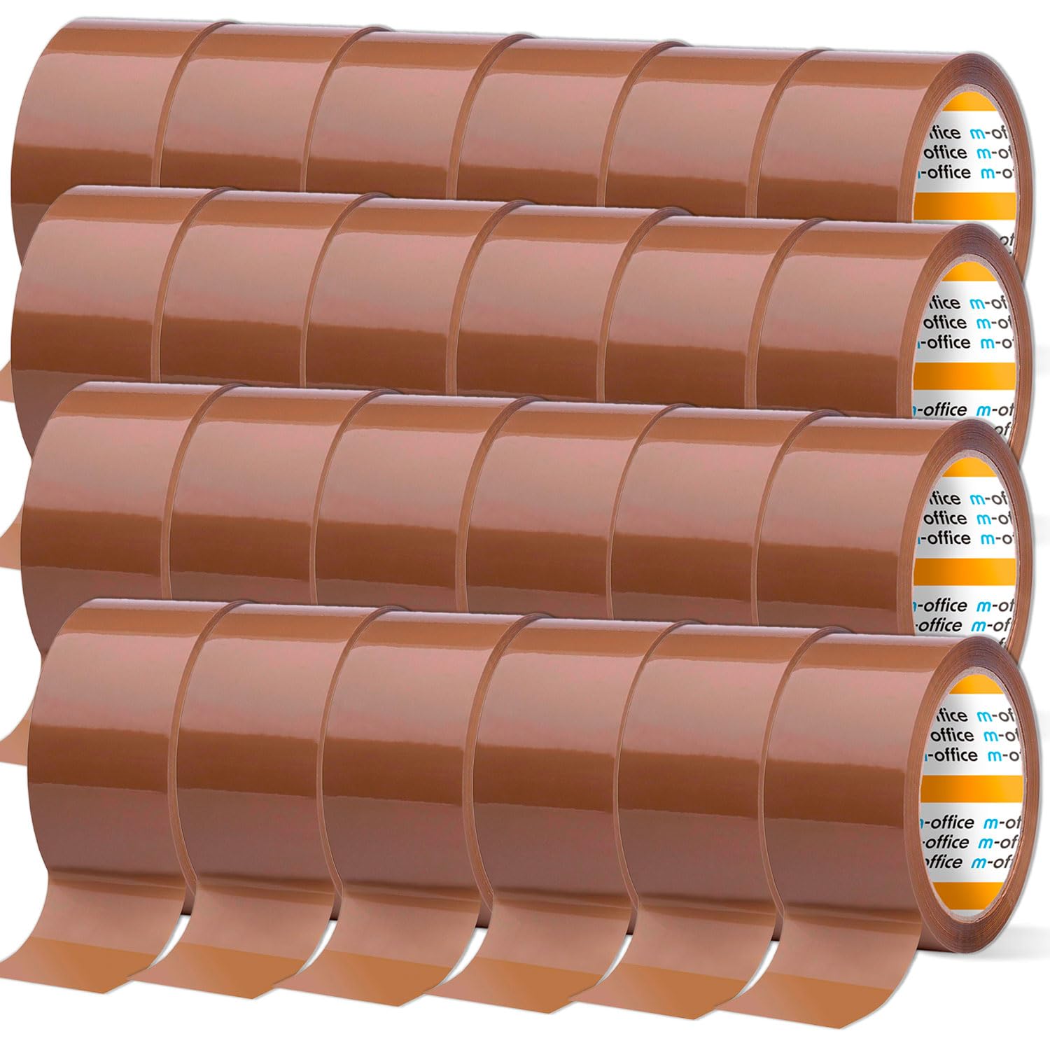 m-office Cinta Adhesiva, Cinta Adhesiva Marrón de Embalar, Rollo de Cinta para Embalaje de Cajas, Envíos, Mudanzas y Manualidades, Precinto Seguro y Resistente, Cinta Adhesiva (24 unds, 48mmx66m)