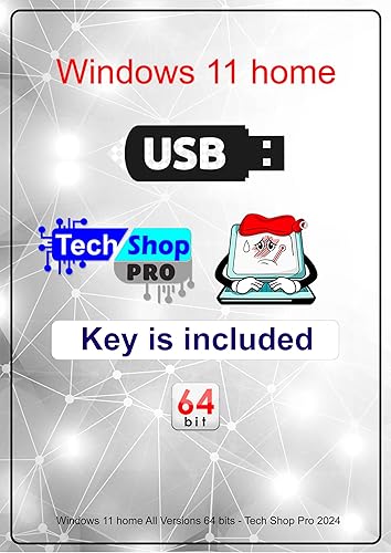 Tech-Shop-pro Compatible with install Key Included USB For Windows 11 Home OEM Version 64 bit. Recover, Restore, Repair Boot USB, and Install to
