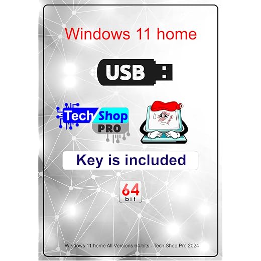 Tech-Shop-pro install Key Included USB For Windows 11 Home Version 32/64 bit. Recover, Restore, Repair Boot USB, and Install to Factory Default Fast and easy Free Technical Support.
