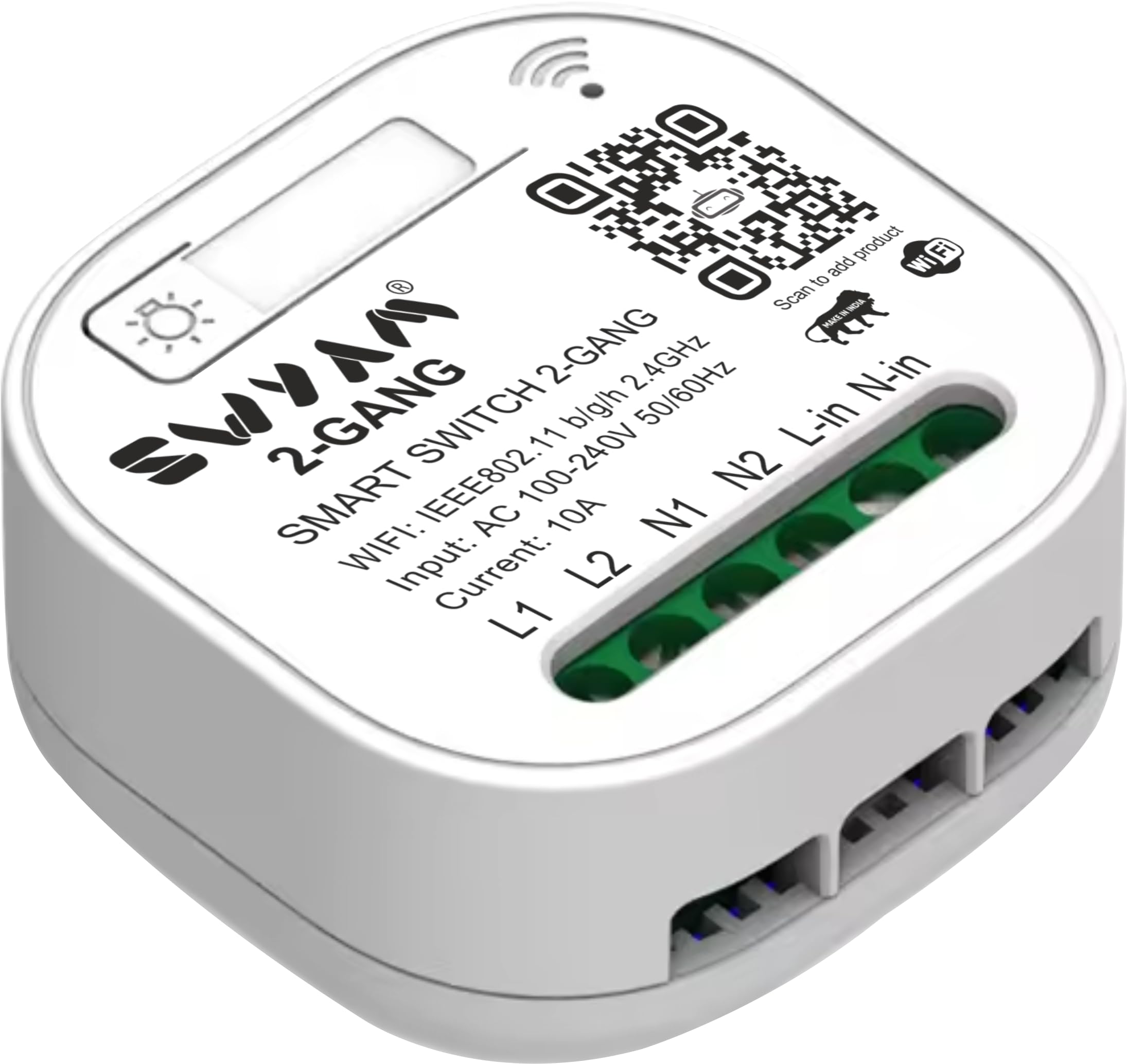 SWYAM® 2-Gang WiFi Smart Switch - Made In India (1-Year Warranty), Electrical Safety, No Hub Required, Supports Alexa & Google, 2-Way Control, 16A Load (B0CNZ6ZSRP) Amazon Price History, Amazon Price Tracker
