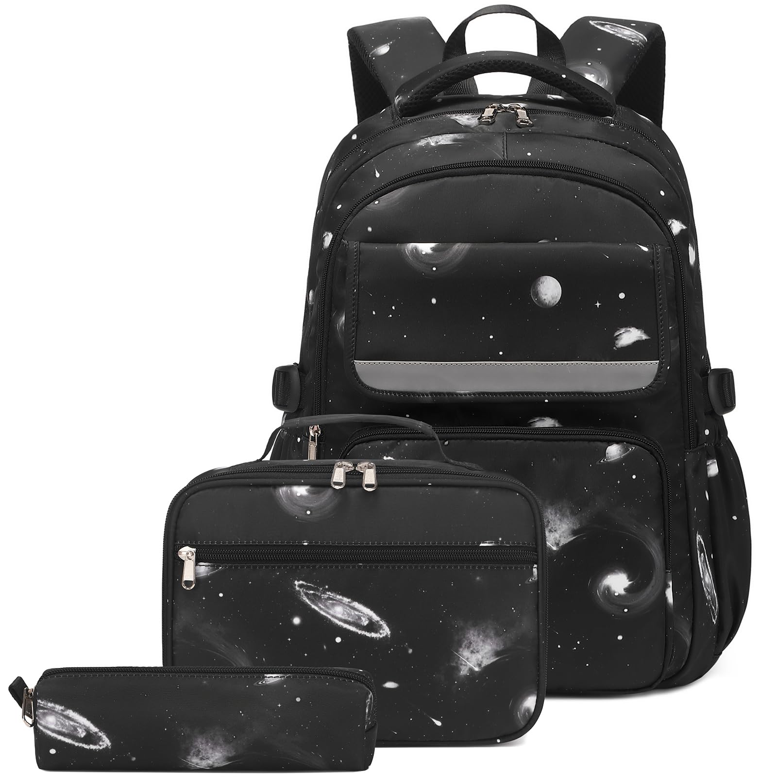 Joyfulife 3Pcs Galaxy Backpack for Boys Girls Lightweight School Backpack for Kids Elementary Bookbags Primary School Bags Teens Backpack with Lunch