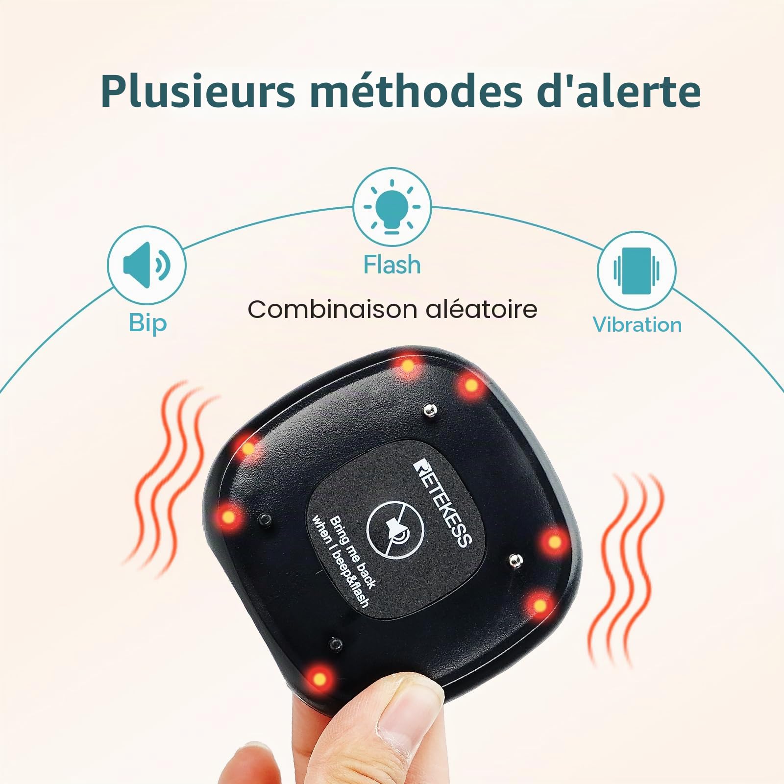 Retekess TD161 Bipeur Restaurant, 500M Bip Restaurant, 40 Bippers, Clavier Amovible, Facile à Installer, Bouton Muet, Bipeurs Client pour Food Court, Entertainment Centre, Resort