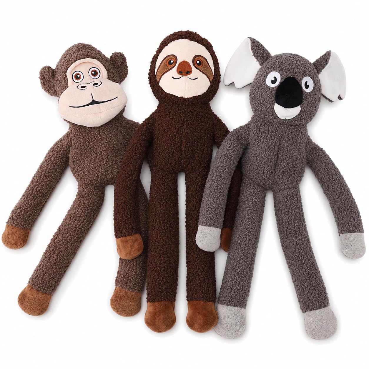 Juguetes para perros grandes sin relleno, paquete de 3 juguetes interactivos de dentición de felpa chirriantes, regalos duraderos y divertidos para razas pequeñas, medianas y grandes
