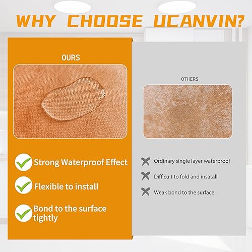 Miniatura 3 de Rollo de banda de membrana impermeabilizante, 30 mils de grosor, 5 pulgadas x 98.5 pies, capa inferior de suelo de azulejos, tela de polietileno