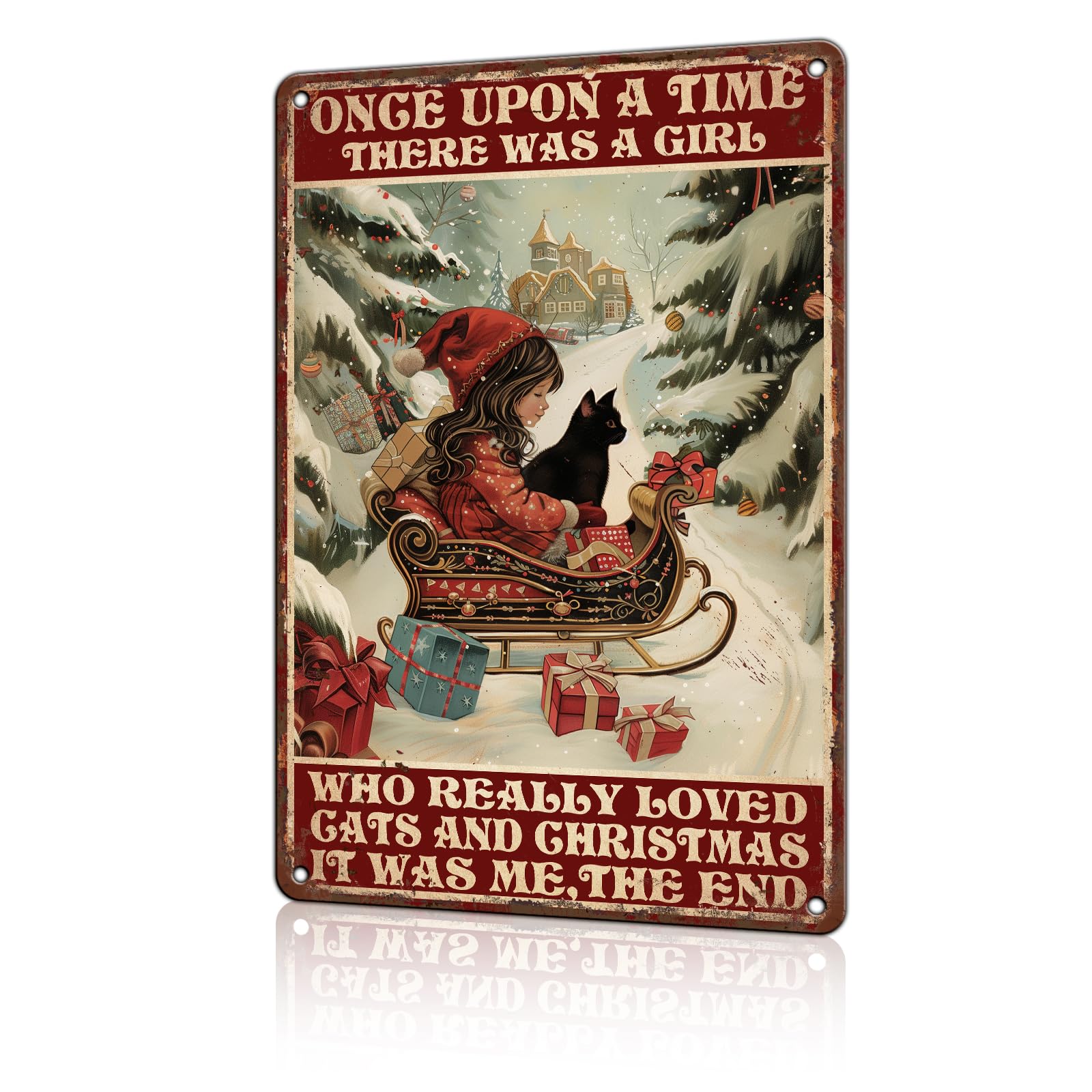 Anceky Funny Wall Decor Once Upon A Time There was A Girl Who Really Loved Cats Vintage Metal Signs Garden Tin Sign for Home Outdoor Wall Decor 12×16 Inch