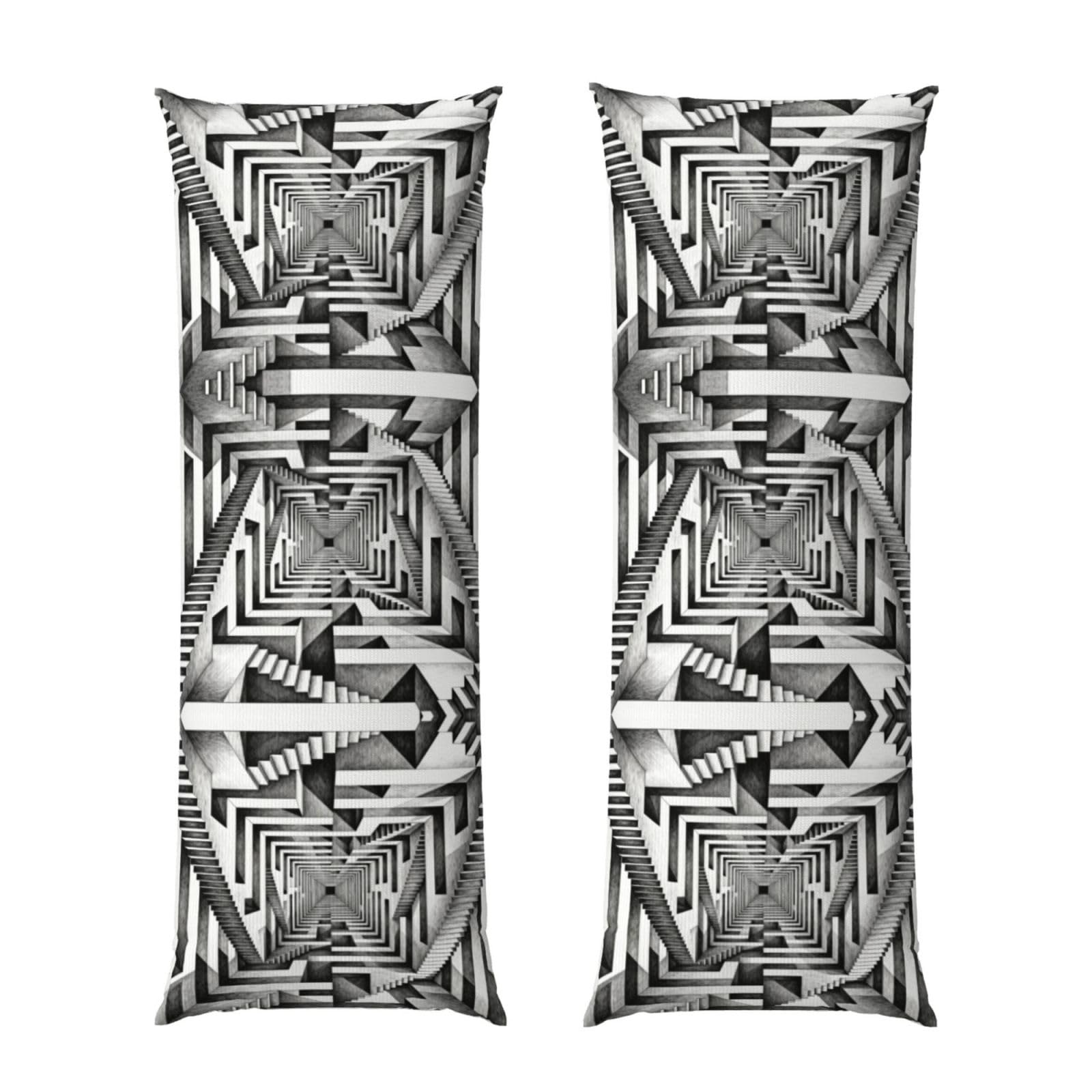 maze Body Pillowcase 20x60-Ultra Soft Plush Long Pillow Cover with Hidden Zip for Sleeping