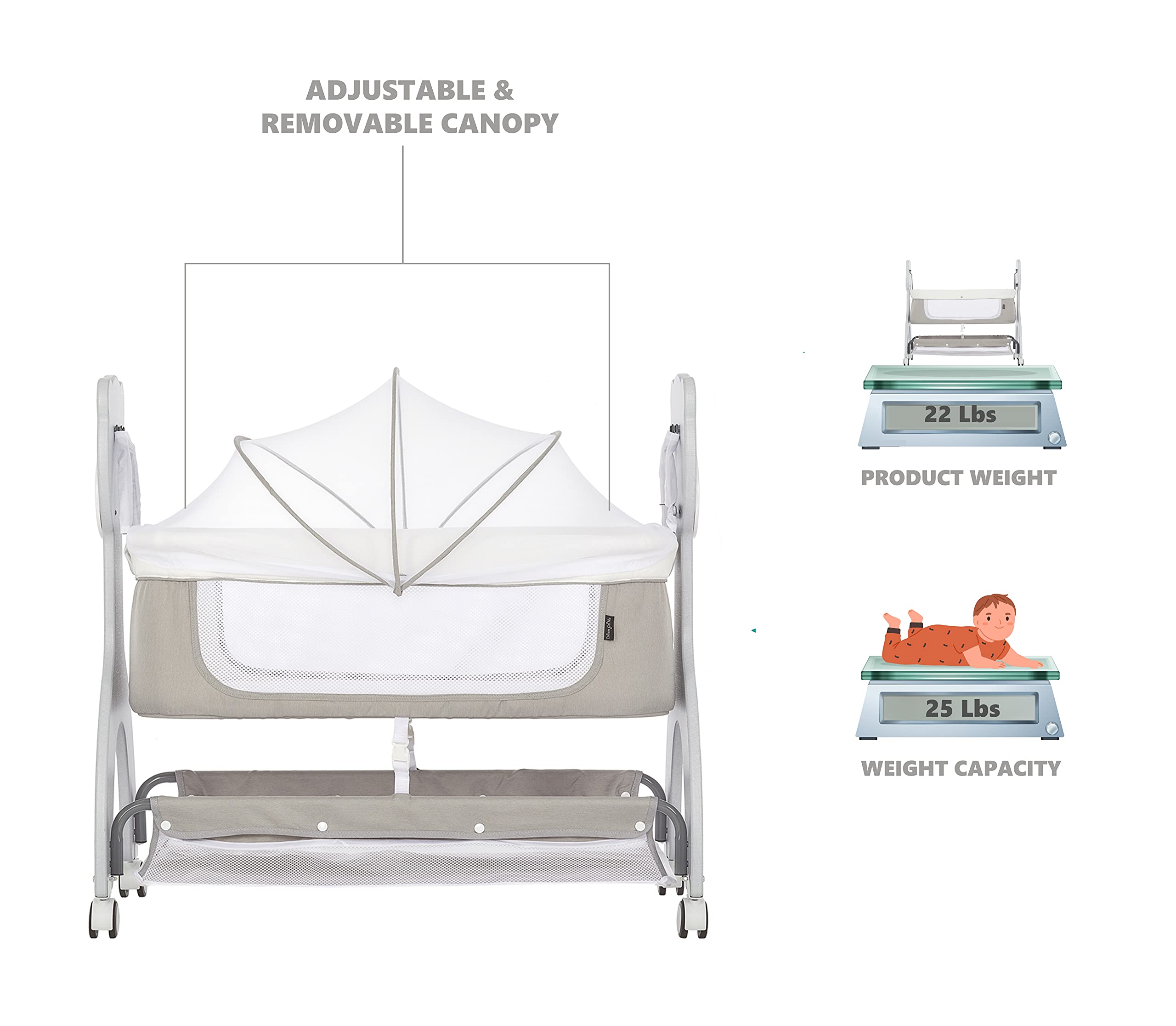 Dream on Me Cub Portable in Grey