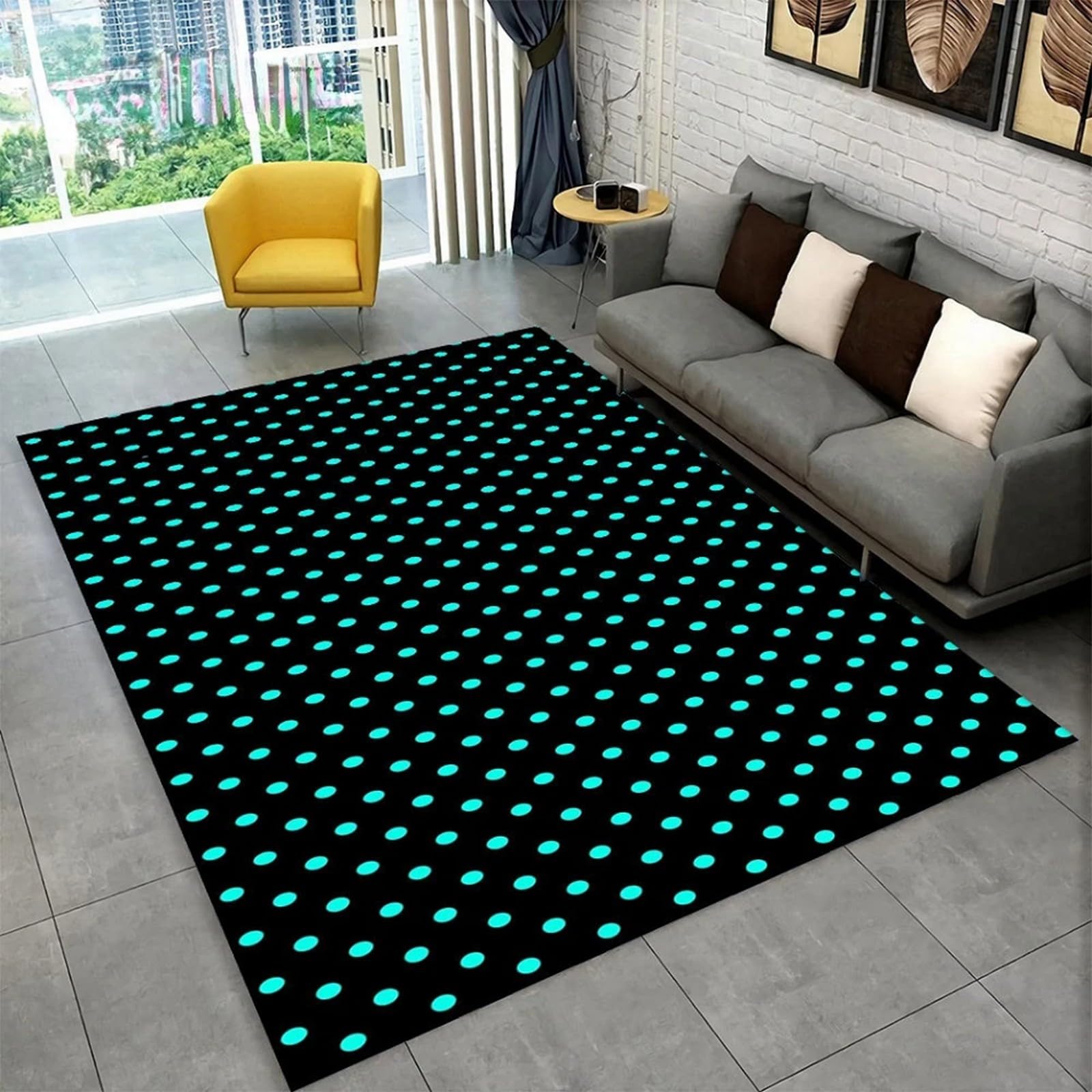 Tapis de zone géométrique pour réchauffer un sol froid et sécuriser les jeux au sol