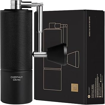 TIMEMORE C3S Pro Manual Coffee Grinder with Stainless Steel Conical Burr, All-Metal Body, Adjustable Setting for Espresso/Pour Over/French Press, Capacity 25g, Compact Foldable Hand Grinder, Black