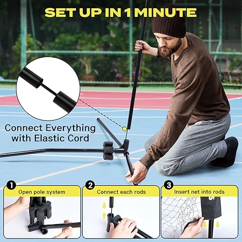 Miniatura 6 de Pickleball Set with Net, Pickleball Paddles Set of 4, Portable Net for Driveway, Lightweight Rackets, 4 Outdoor Balls, 1 Storage Bag