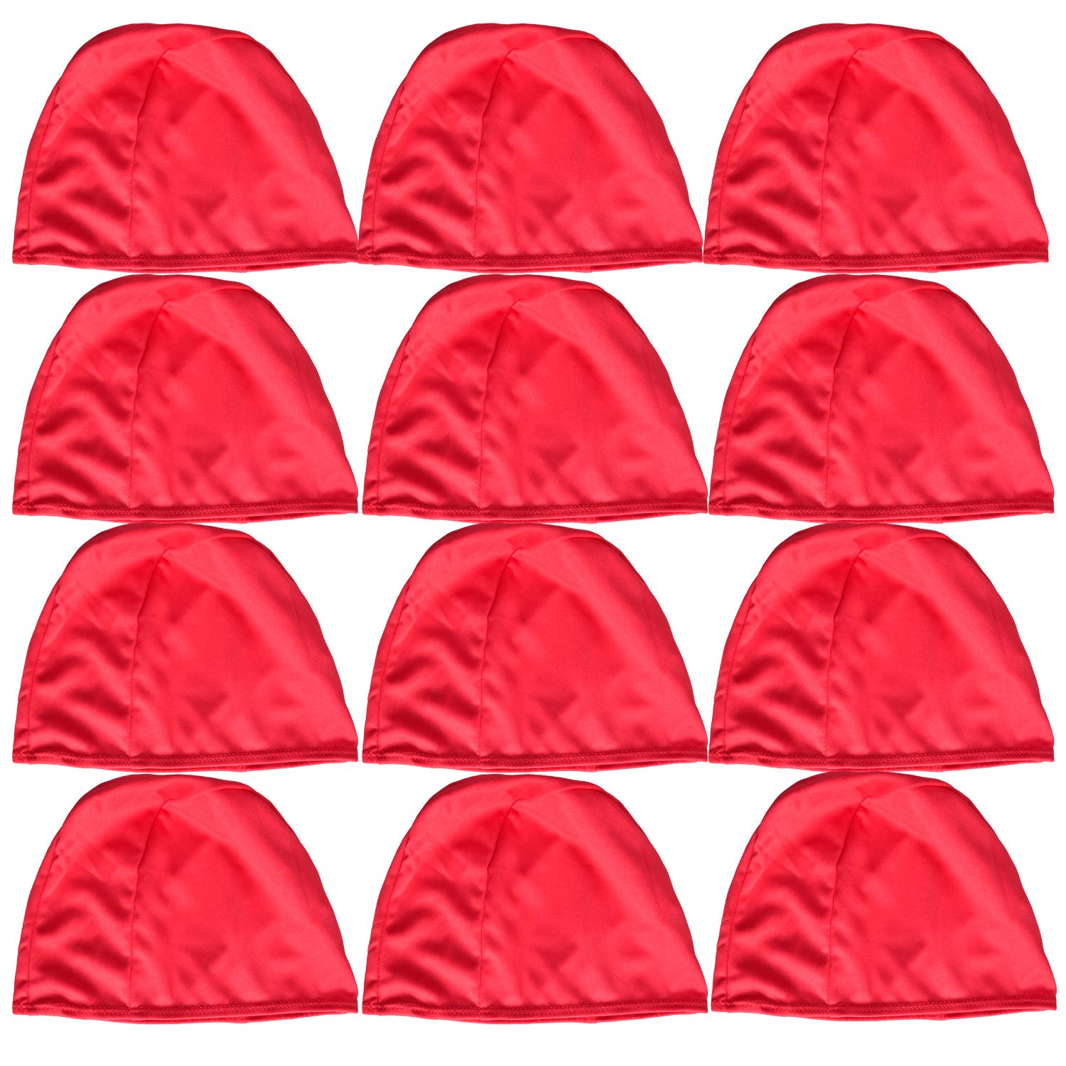 12 Pack Polyester Swimming caps for Polyester Fabric Adult Junior Kids childen Swim hat (Red, Adult)