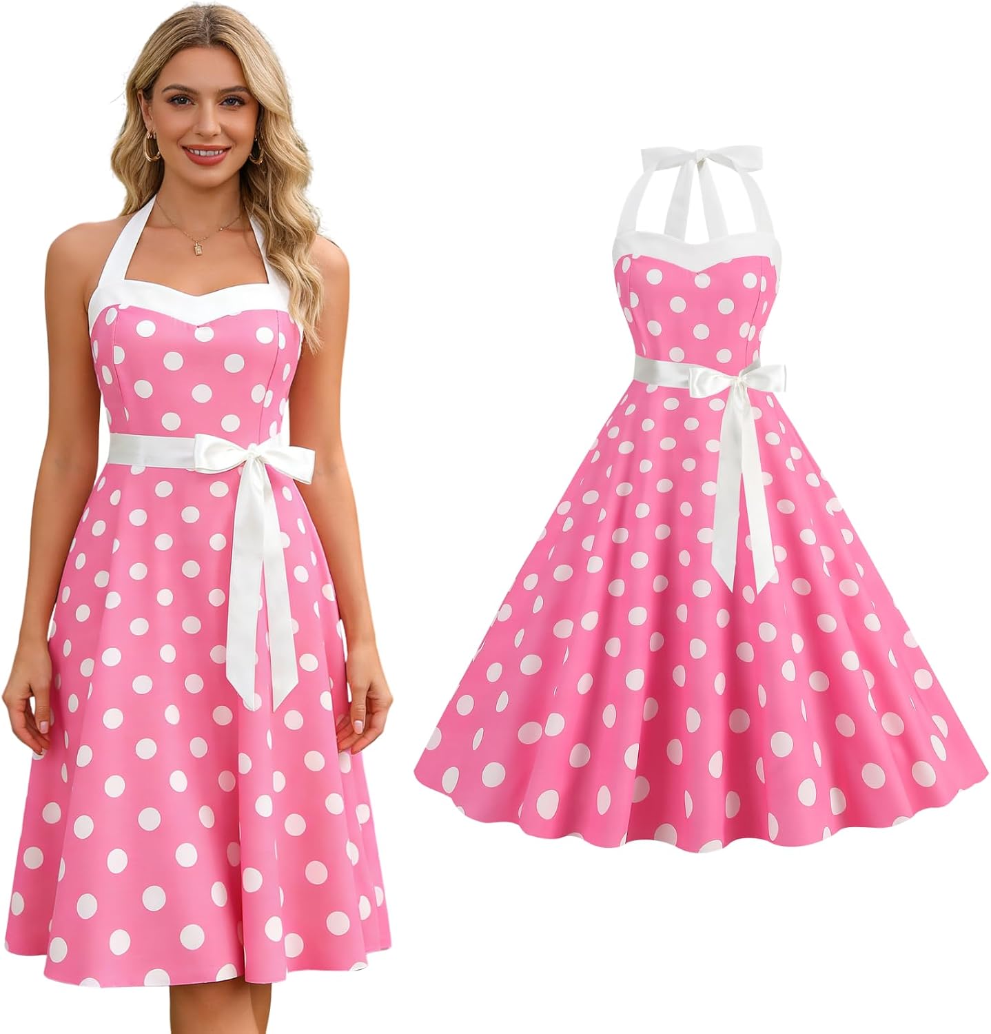 Colorful House Womens 1950s Vintage Rockabilly Cocktail Party Evening Gown, Mid Century Retro A-Line Fancy Dress for Adults