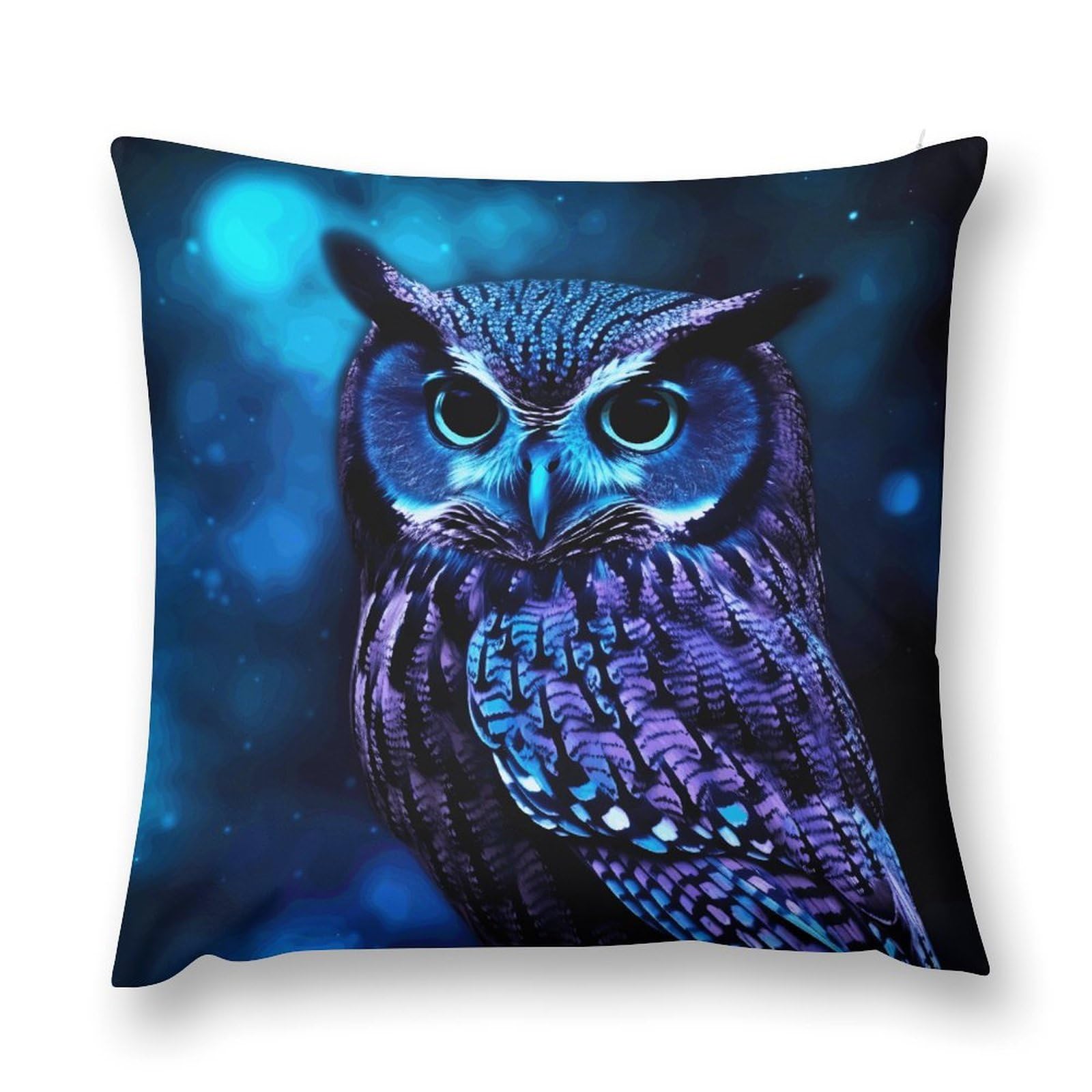 VstaDank Blue Owl Throw Pillow Cover with Hidden Zipper Farmhouse Couch Pillow Cover Cozy Soft Short Plush Cushion Case Fashion Square Decorative Pillow Cover for Living Room