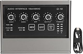 Live Broadcast Audio Mixer, 48V Live Sound Card with DSP Reverb Recording Sound Card Mixer Compatible with PC, and for IOS