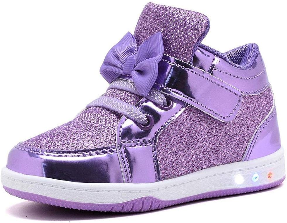 Toddler Glitter Shoes Girl's Flashing Sneakers with Cute Bowknot