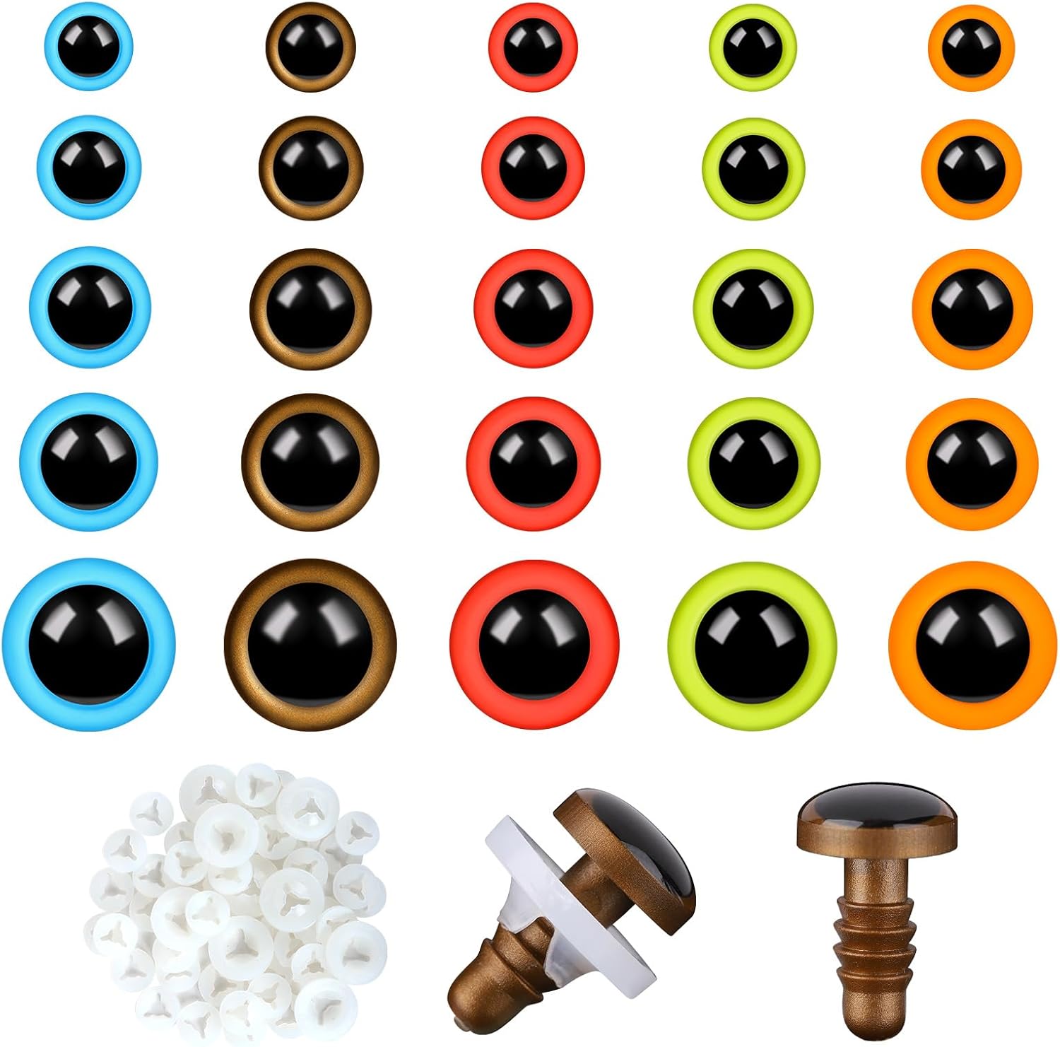 Ferenala 50Pcs Safety Eyes 510mm Plastic Craft Colored