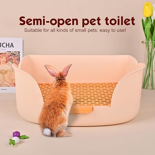 Miniatura 6 de RUBYHOME Caja de arena grande para conejitos (15.5 x 11.1 x 6.2 pulgadas), arena para animales pequeños para mascotas, inodoro para mascotas
