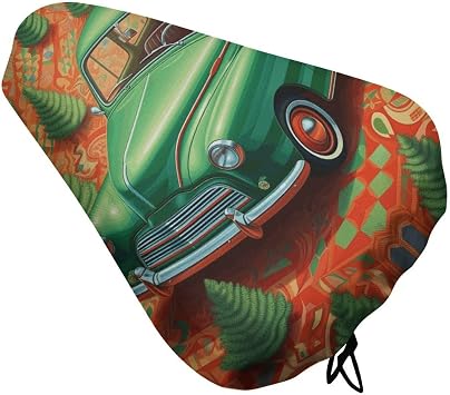 Waterproof Green Car Bike Seat Cushion Cover, Padded Bicycle Seat Cover with Drawstring for Men Women, Wide Bike Saddles Protector for Mountain Exercise Road City Outdoor Biking