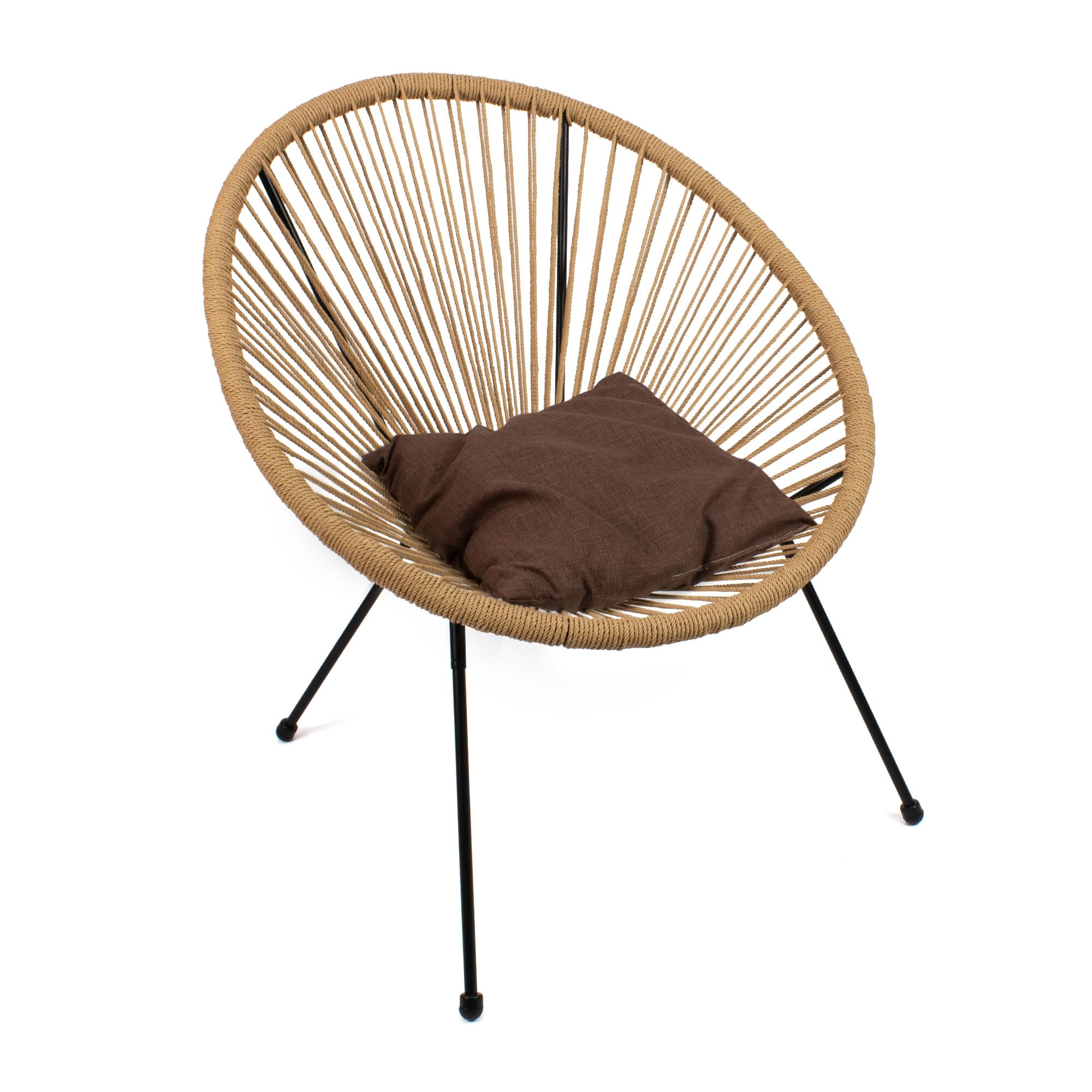 THE SECRET HOME - Silla Acapulco en Ratán para Jardín - Silla de Acero - Asiento de Exterior para Balcón, Terraza y Jardín (Natural)