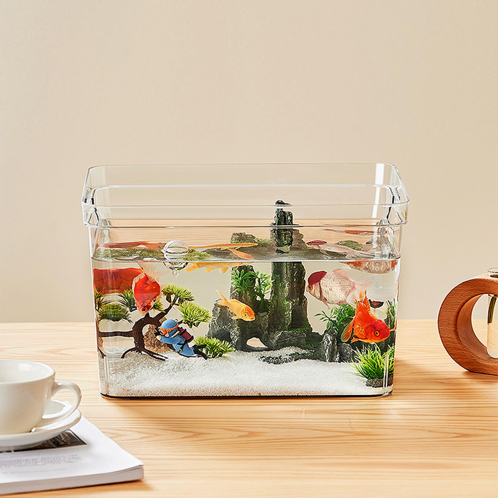 Acuario DIY, decoración de Escritorio Transparente, Acuario de Mesa de Pet Transparente con Flujo de Agua simulado, fácil de Limpiar, decoración para el hogar en Interiores, Ideal (l)