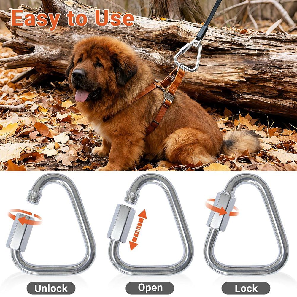 Heavy Duty pour Slackline 8-Pack Clips de Carabine Triangle, Rapides Triangulaires Connecteur de Chaîne Rapides
