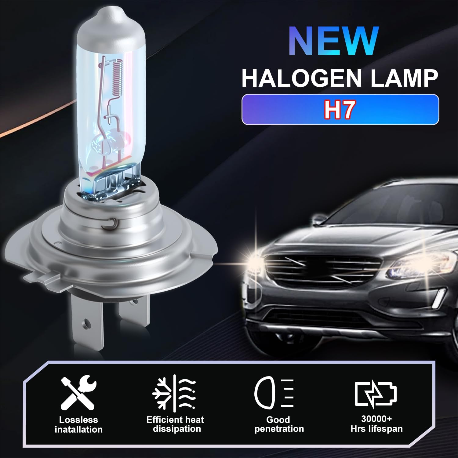 Upgraded Halogen Headlight Bulbs 2005-2014 for Legacy Headlight Bulbs 9005 High Beam and H7 Low Beam, Performance 5500K White 300% Brightness 4PCS