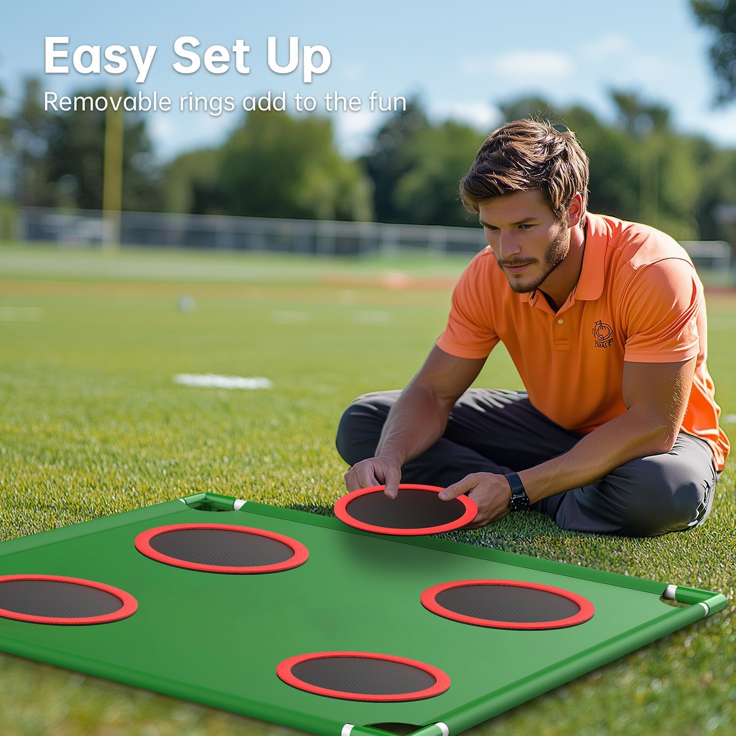 Golf Game Play Set, Golf Chipping Cornhole Game for Adults with 1 Club, 5 Hole Covers, 20 Balls, Putting Mat & Carry Bag, Indoor Outdoor Lawn Backyard Gifts for Men